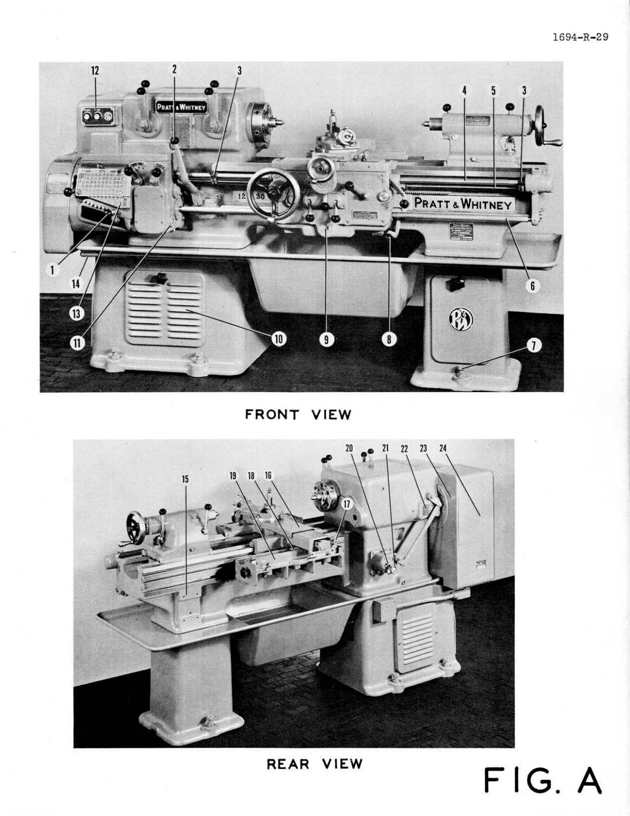 PRATT & WHITNEY Model C Lathe 12″ 14″ 16″ Instructions & Operator’s Manual 1134