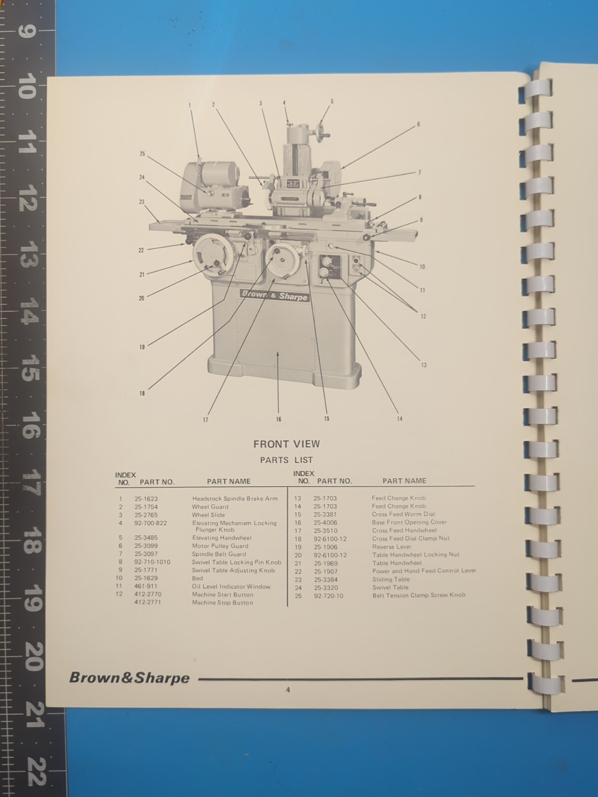 Brown & Sharpe 13/13U Universal And Tool Grinder Repair Parts Manual