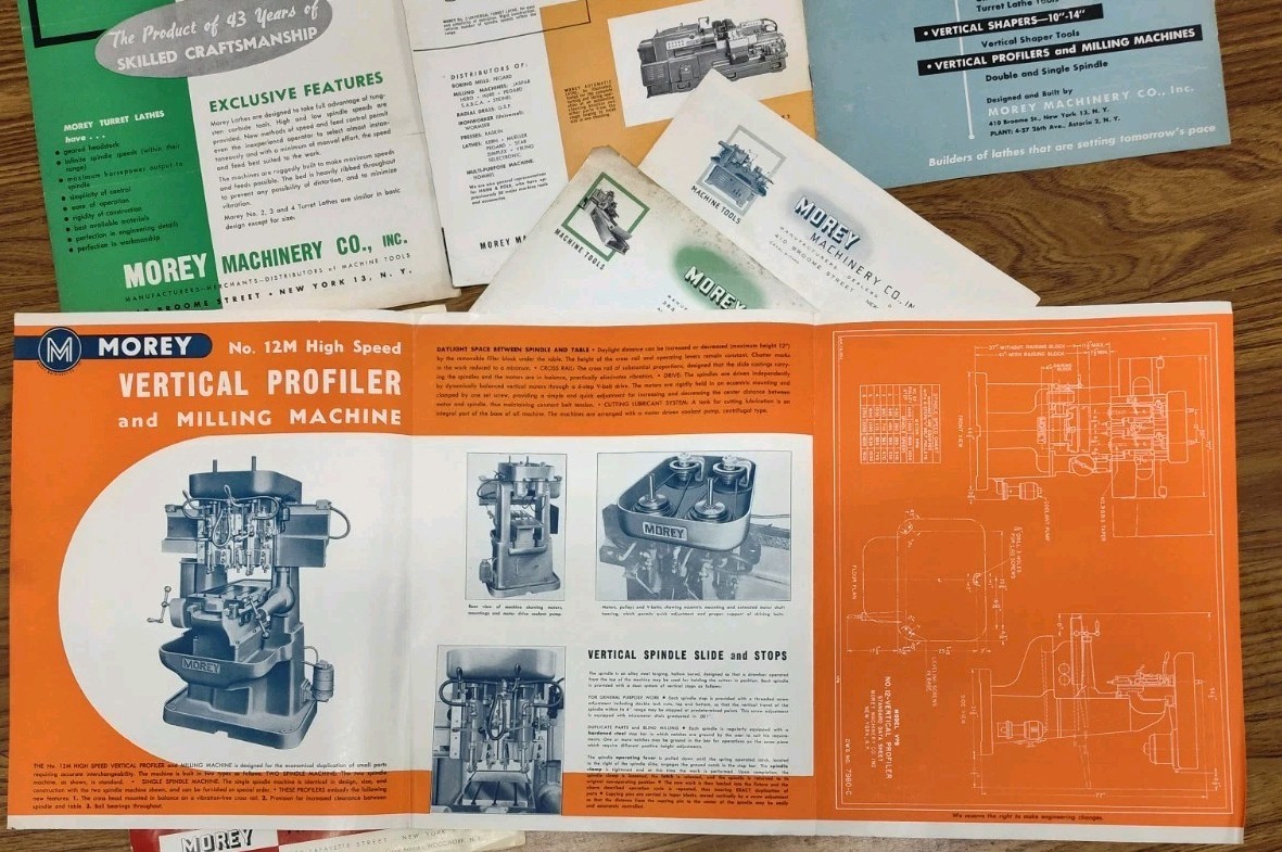 Morey Machine Co NY Turret Lathes Advertising Brochure Lot Industrial Metal Work