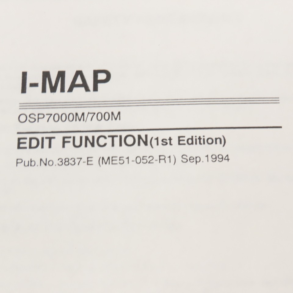 Okuma OSP7000M OSP700M 3837-E Edit Function Manual 1st Edition