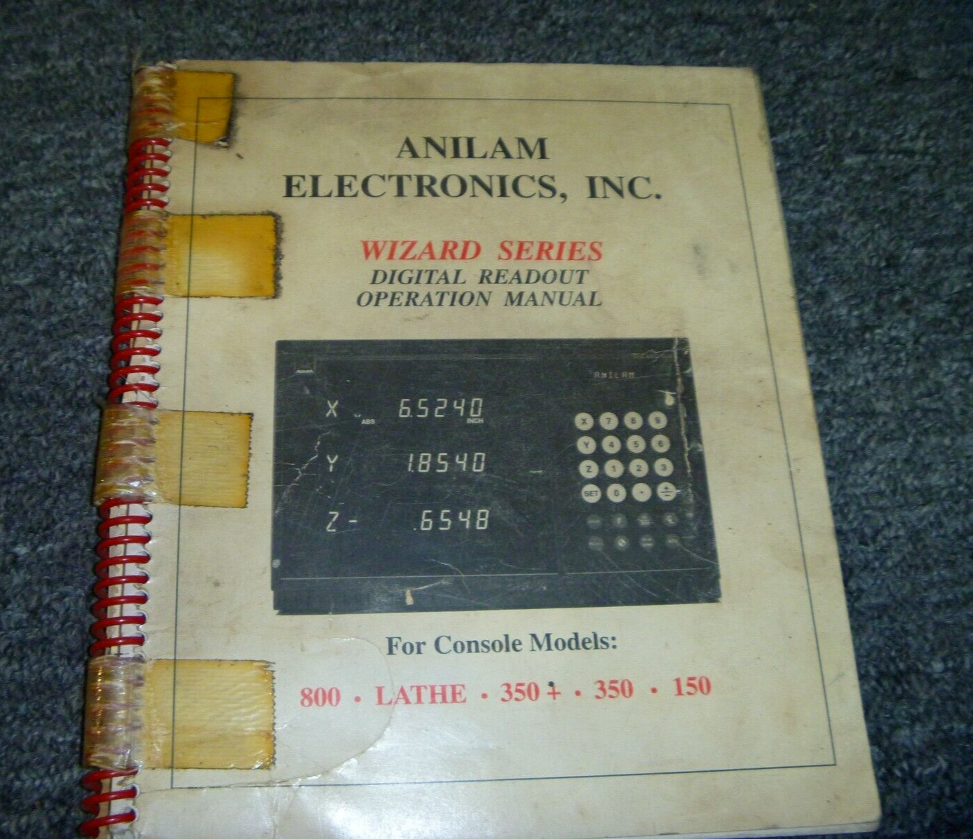 Anilam WIZARD SERIES Digital Readout for Console LATHE Owner Operator Manual xz