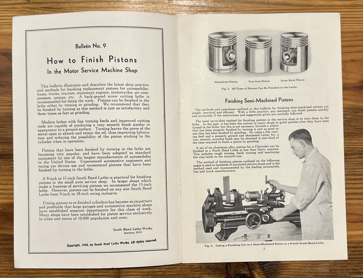 Vintage 1936 Lathe Manual – How to Finish Pistons