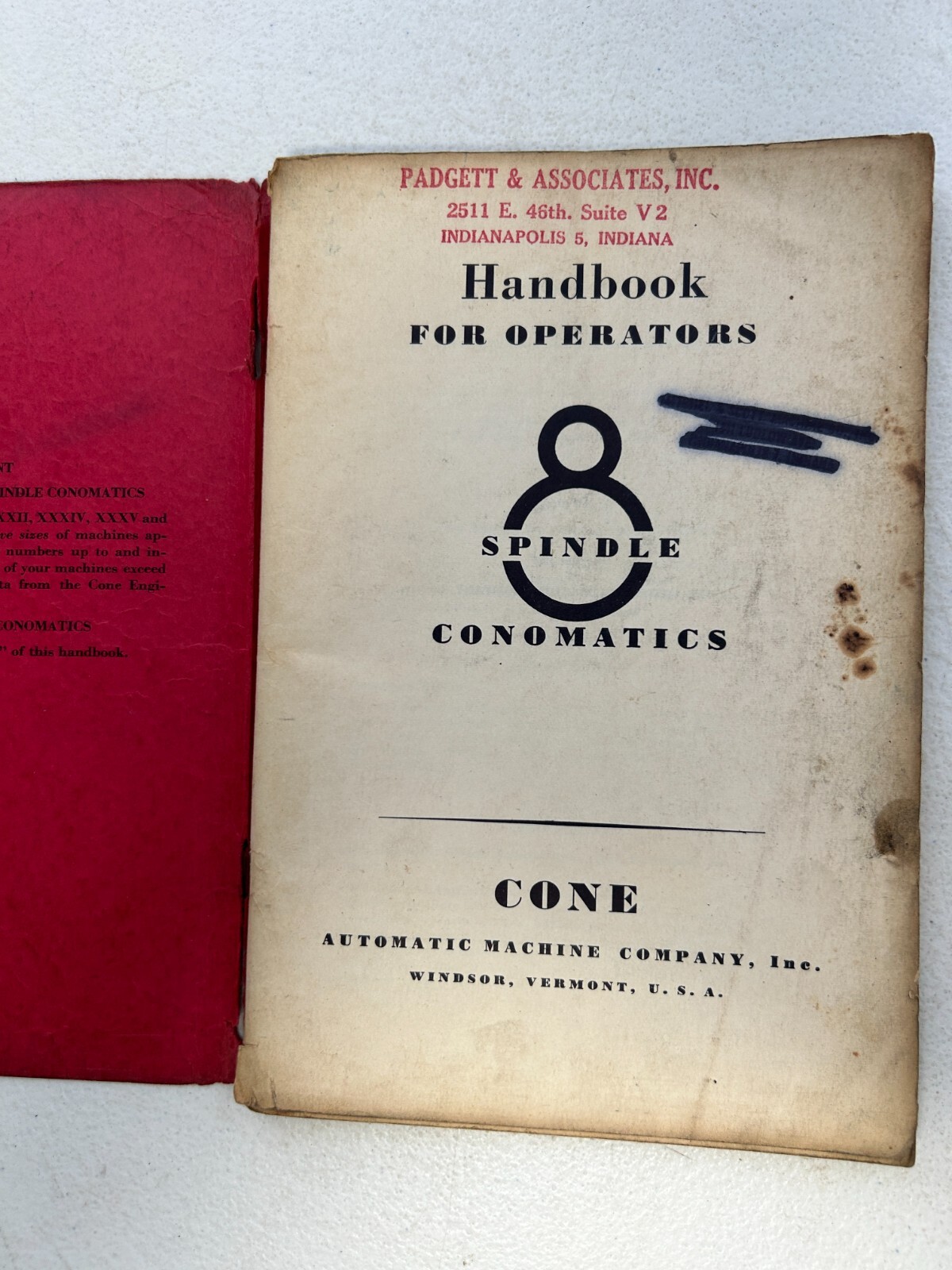 Vintage 1939 Handbook for Operators 8 Spindle Conomatics Windsor, Vermont