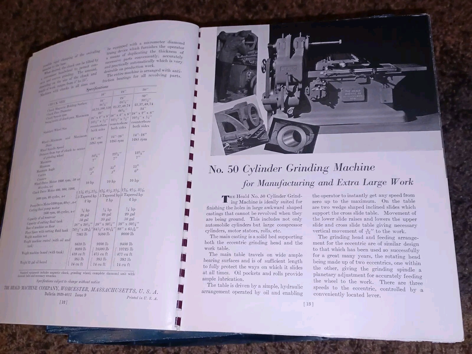 HEALD COMPANY Precision GRINDING BORING Borizing MACHINES CATALOG BOOK Issue 13