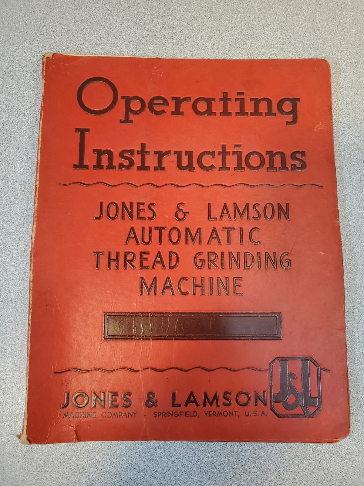 1941 Jones & Lamson J&L 6×15 in Automatic Thread Grinding Machine TG-615 Manual