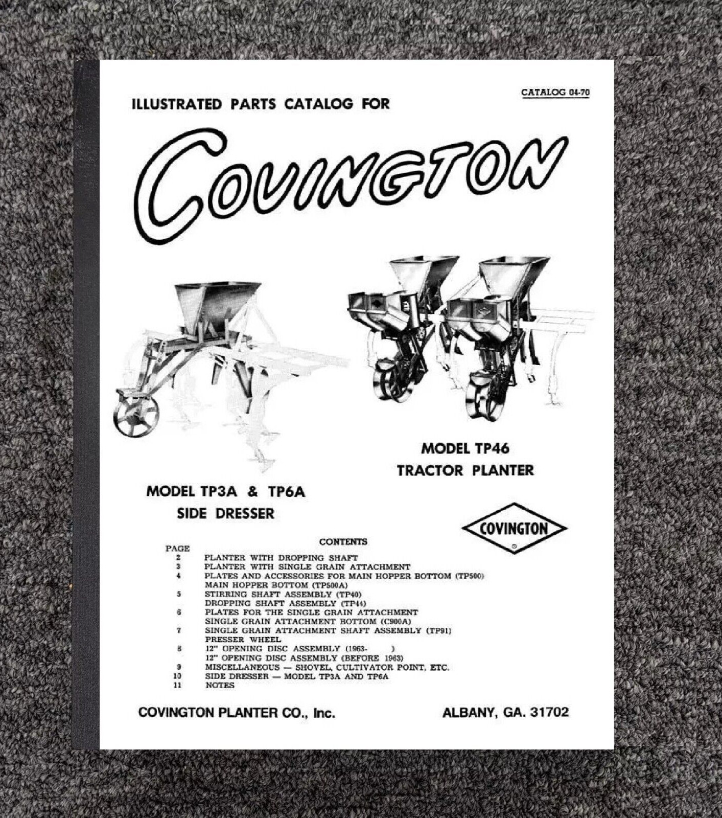 SERVICE PARTS MANUAL Covington Planter TP3A, TP6A & TP46 Side Dresser Seeder