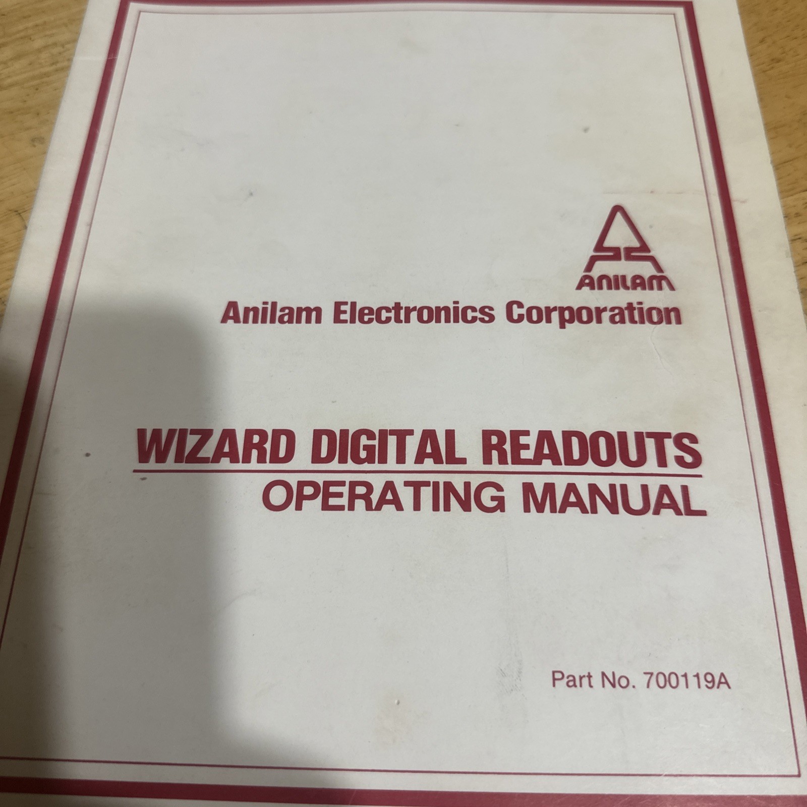 Wizard Digital Readout Operating Manual 700119A
