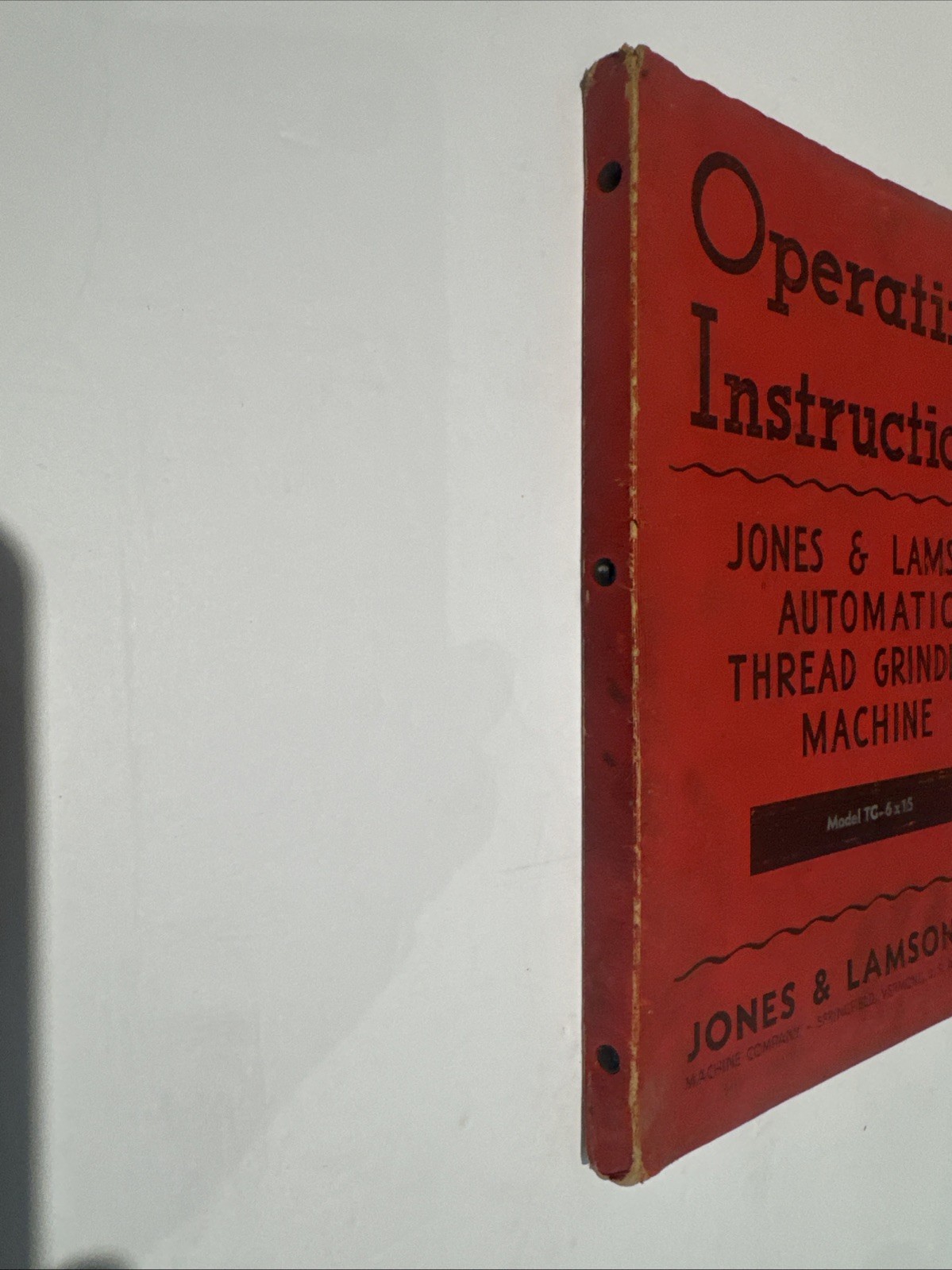 1941 Jones & Lamson J&L 6×15 in Automatic Thread Grinding Machine TG-6×15 Manual