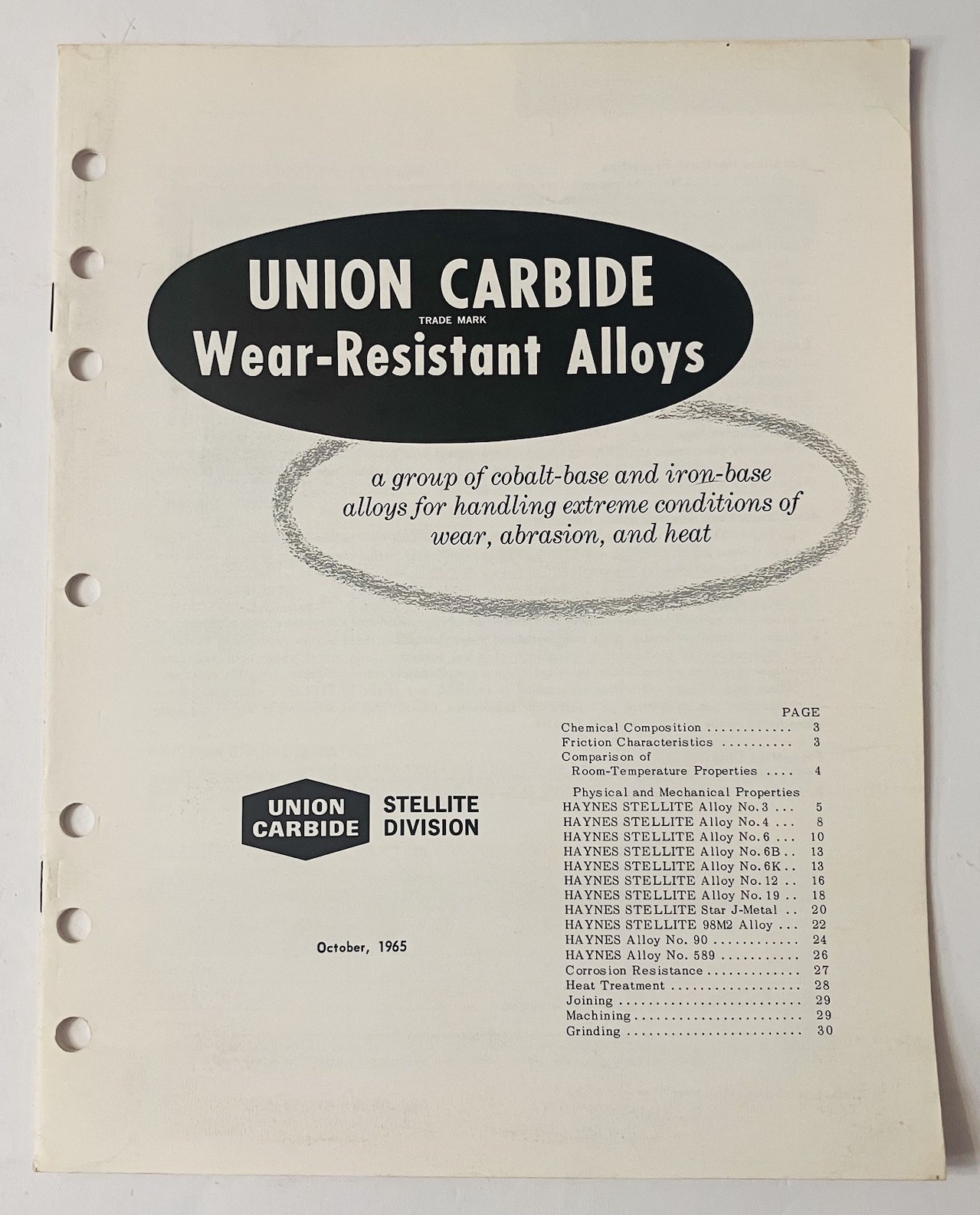 1965 Union Carbide Wear-Resistant Alloys Stellite Guide | Industrial Metallurgy