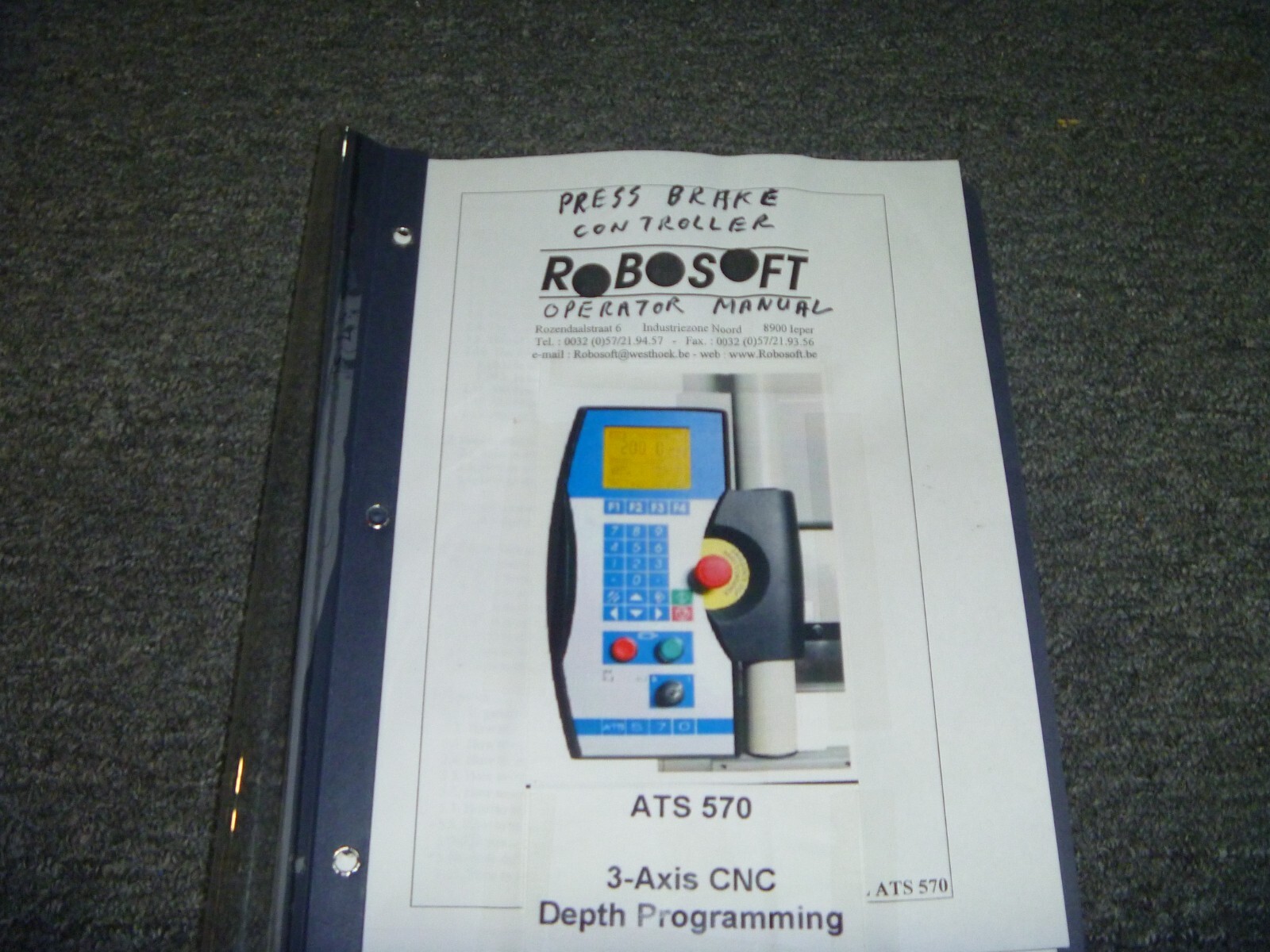 Robosoft ATS 570 Press Brake 3-Axis CNC Controller Programming Operator Manual