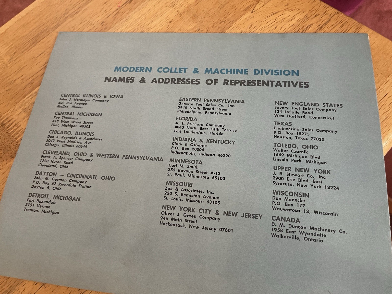 Modern Collet and Machine Company Brochure