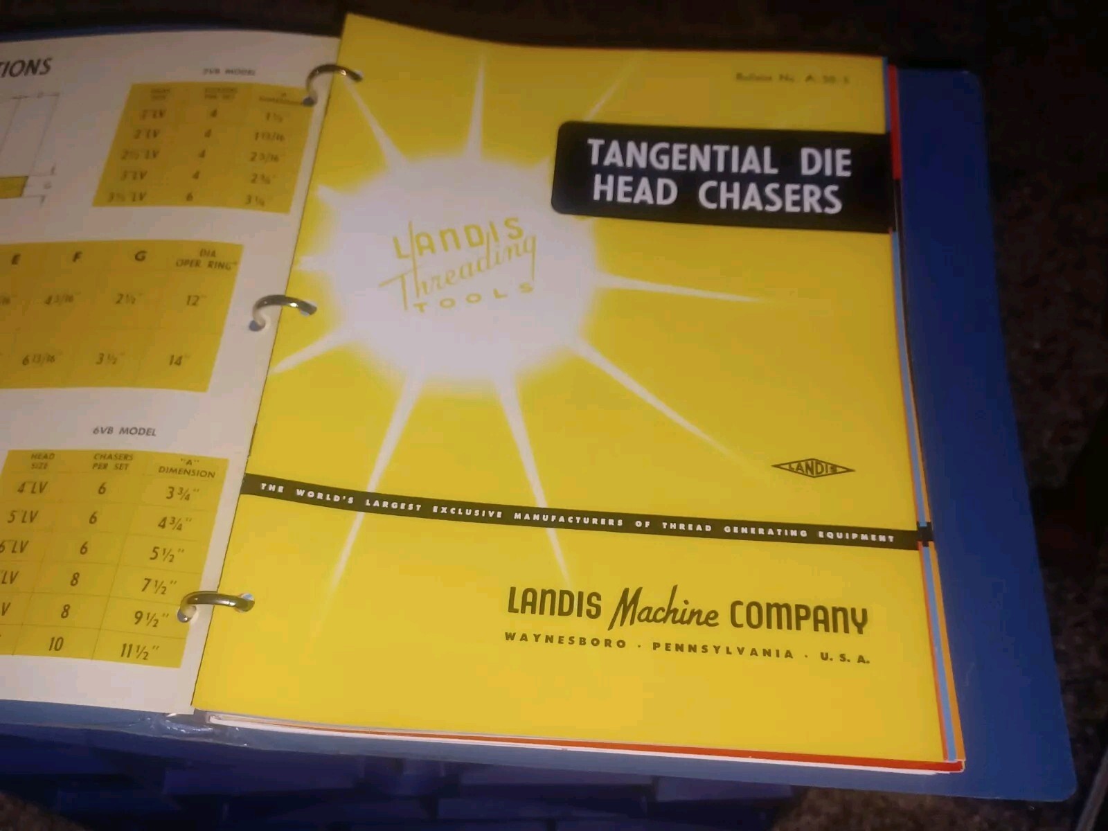 Landis Machine Tool Co THREADING EQUIPMENT Sales Catalog Lot Binder HUGE BOOK!