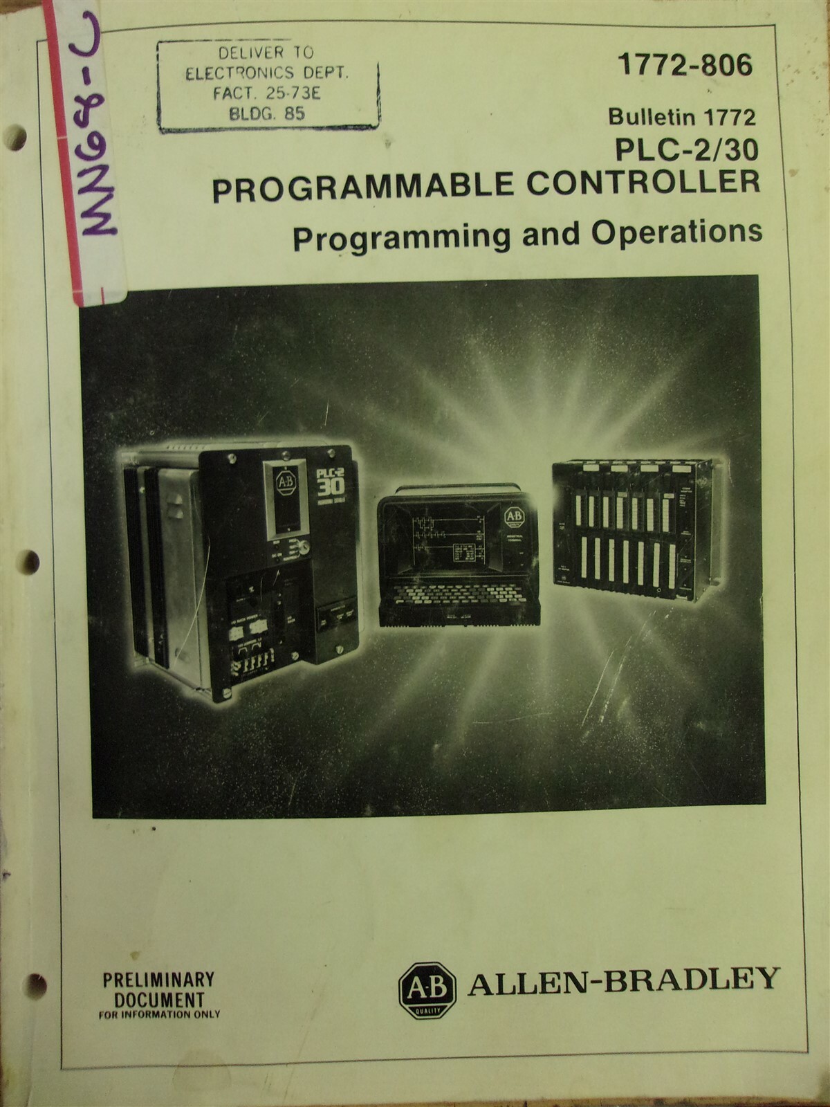 Allen Bradley Bulletin 1772 PLC-2/30 Programming and Operations Manual
