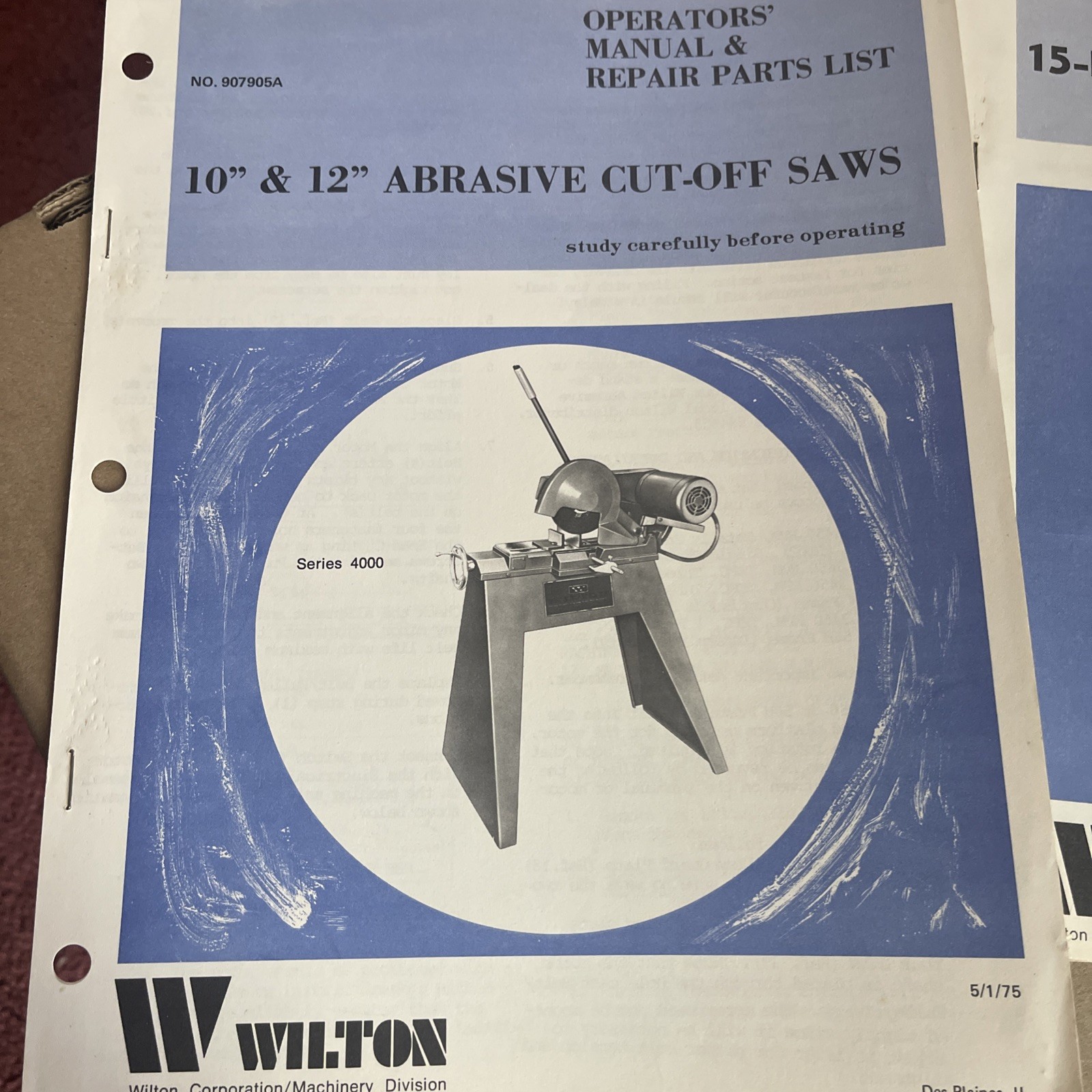 Witon Operators’ Manual Repair Parts List 10 “x12 “Abrasive Cut-off Saws