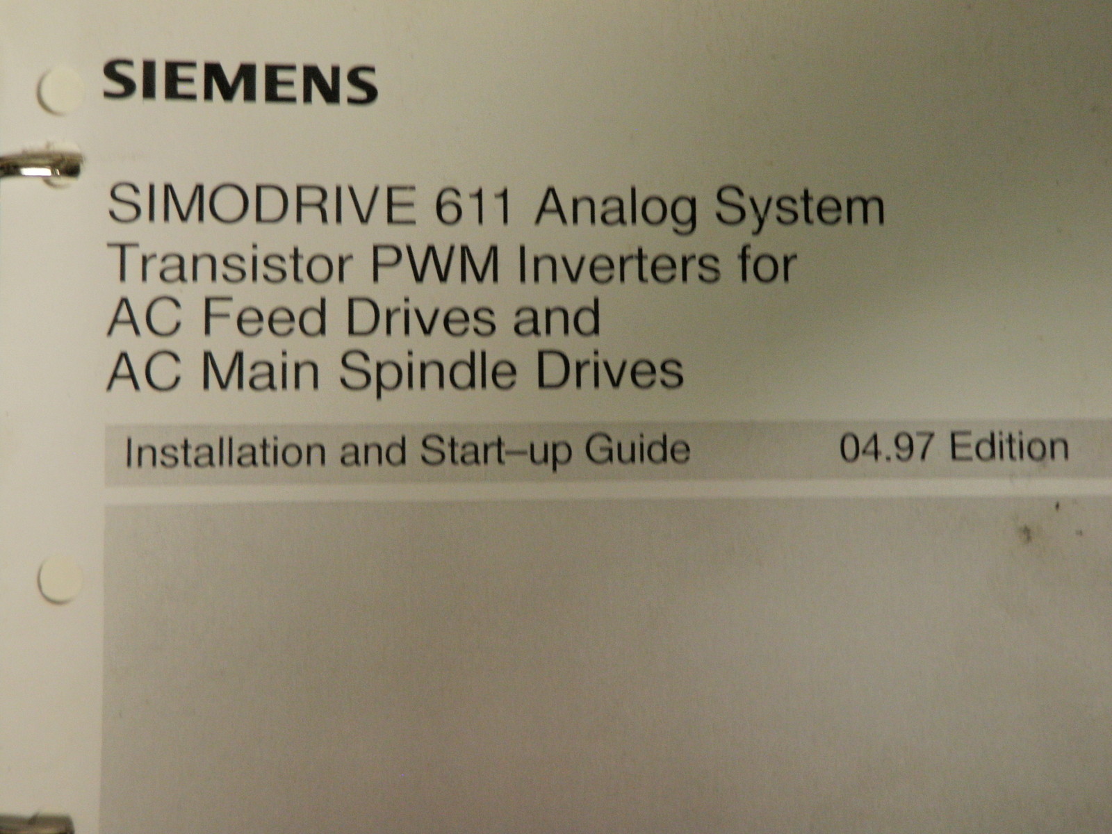 Siemens SIMODRIVE 611 INSTALLATION & START-UP GUIDE_6SN1197-OAA60-OBP4_04.97 ED.