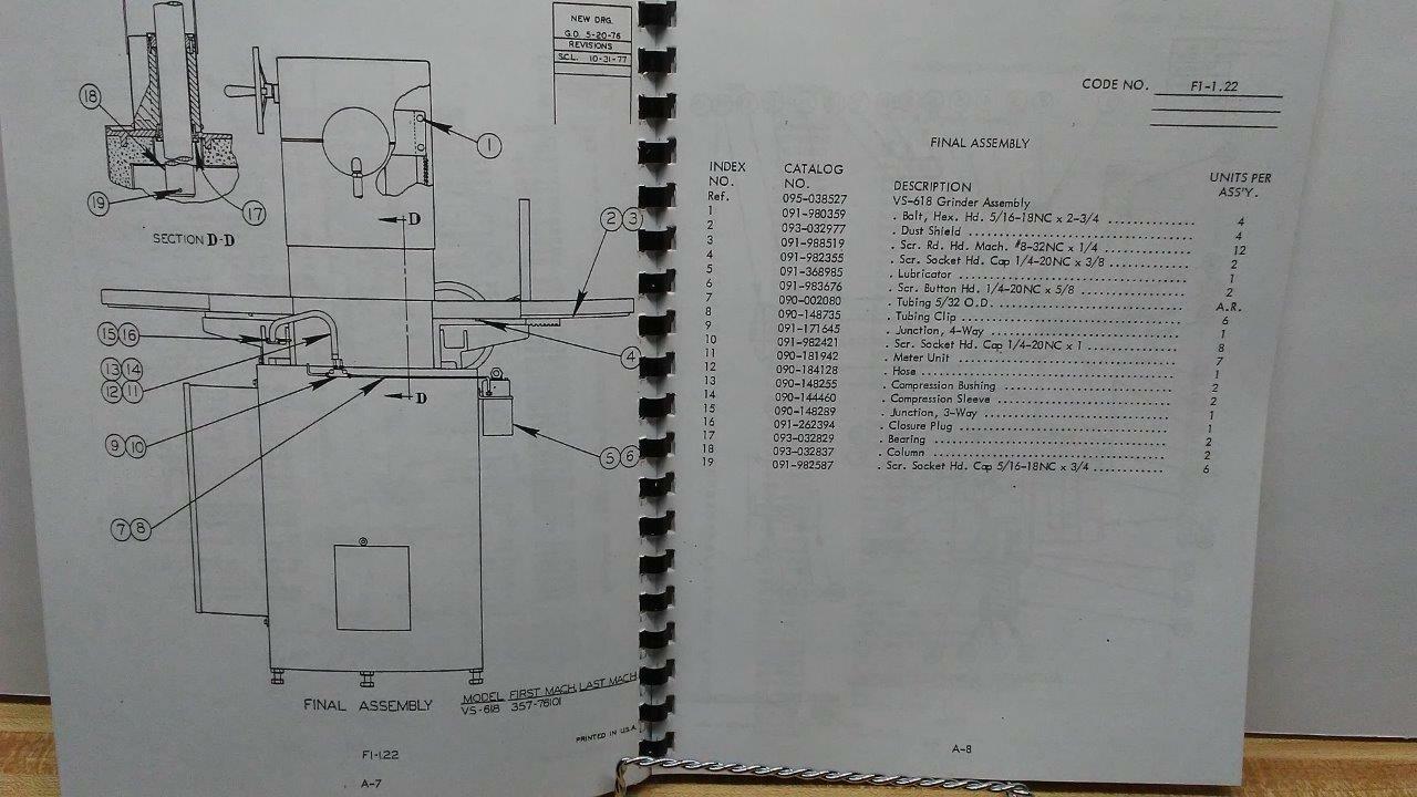 DoAll VS-618 Surface Grinder Parts Manual