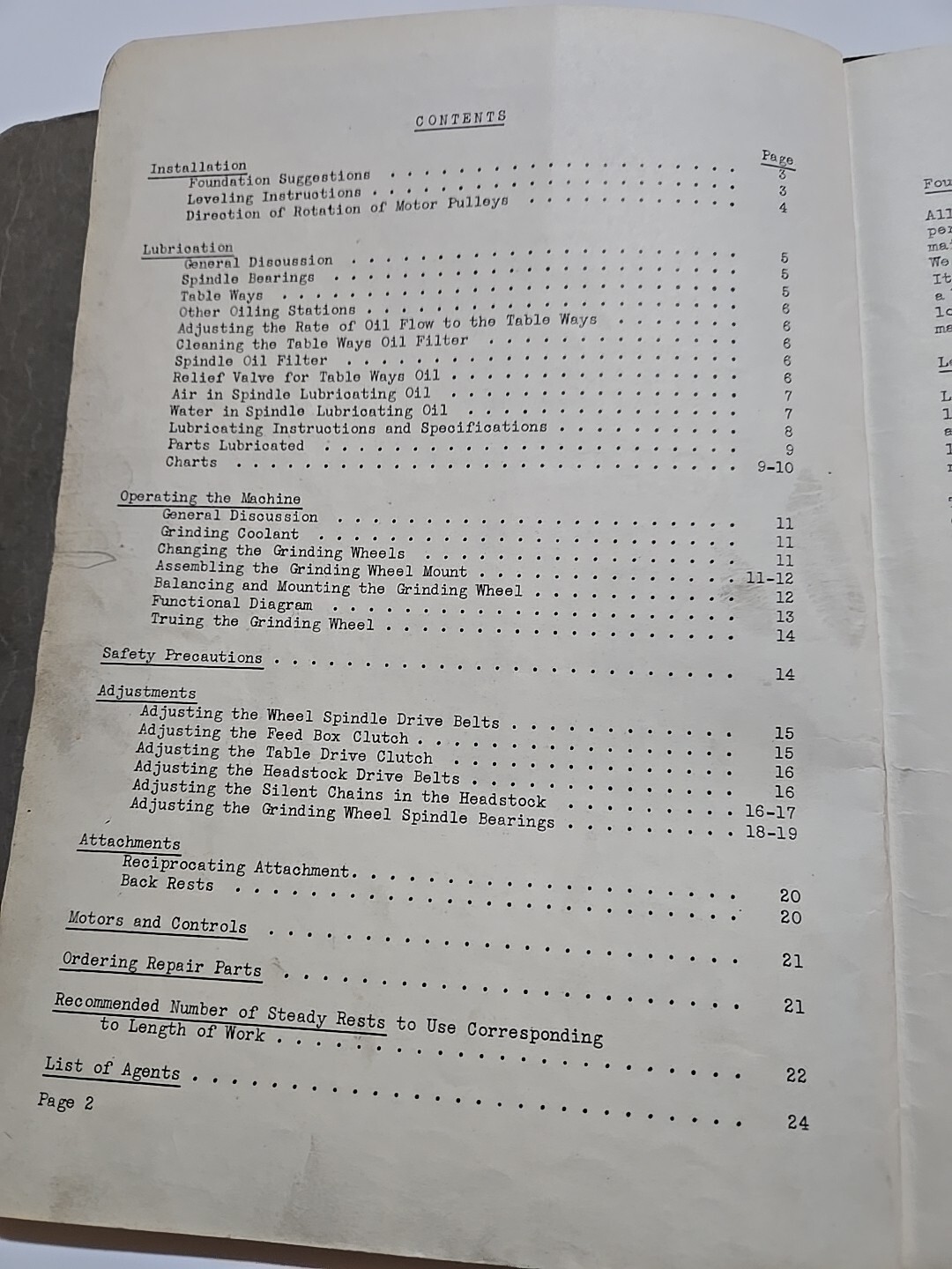 Cincinati Grinder Operators Manual 14″ and 16″