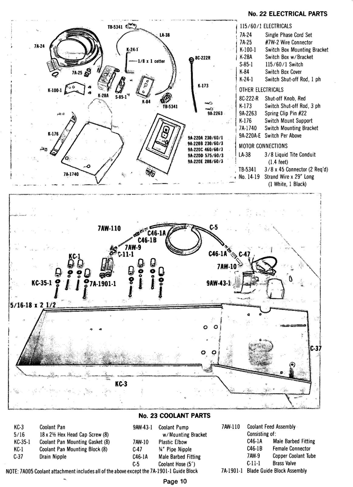 Metal Band Cut-Off Saw Service Manual & Parts List Fits Kalamazoo 7A Series