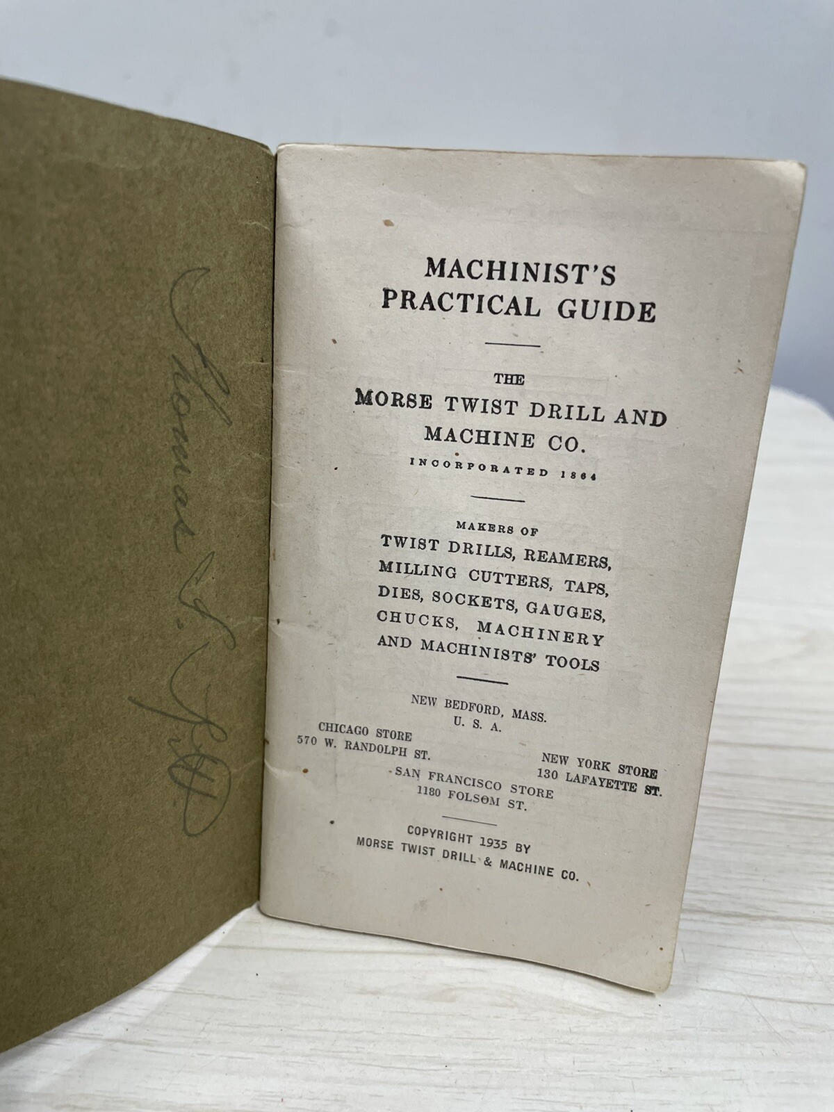 Vintage Morse Machinist’s Practical Guide Twist Drill & Machine New Bedford 1935