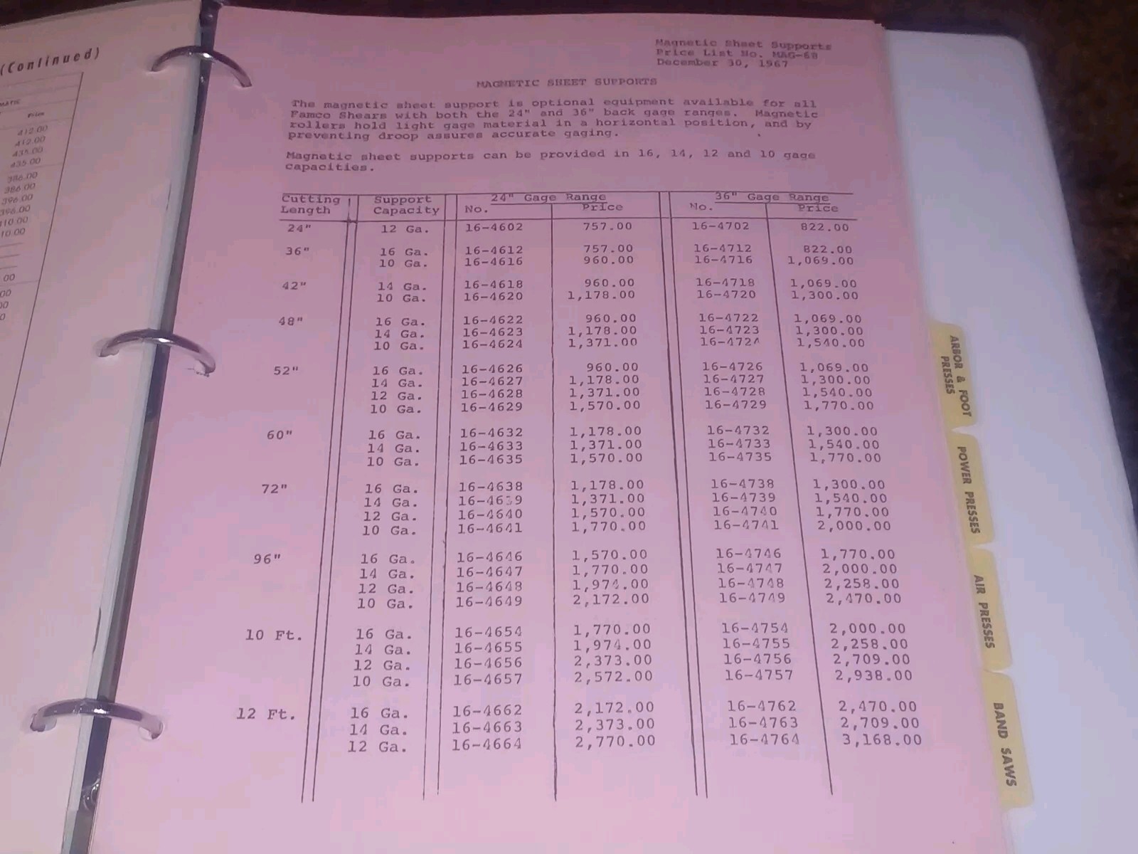 FAMCO MACHINE CO CATALOG CATALOG LOT MILLING MACHINE SQUARING SHEARS PRICE LISTS