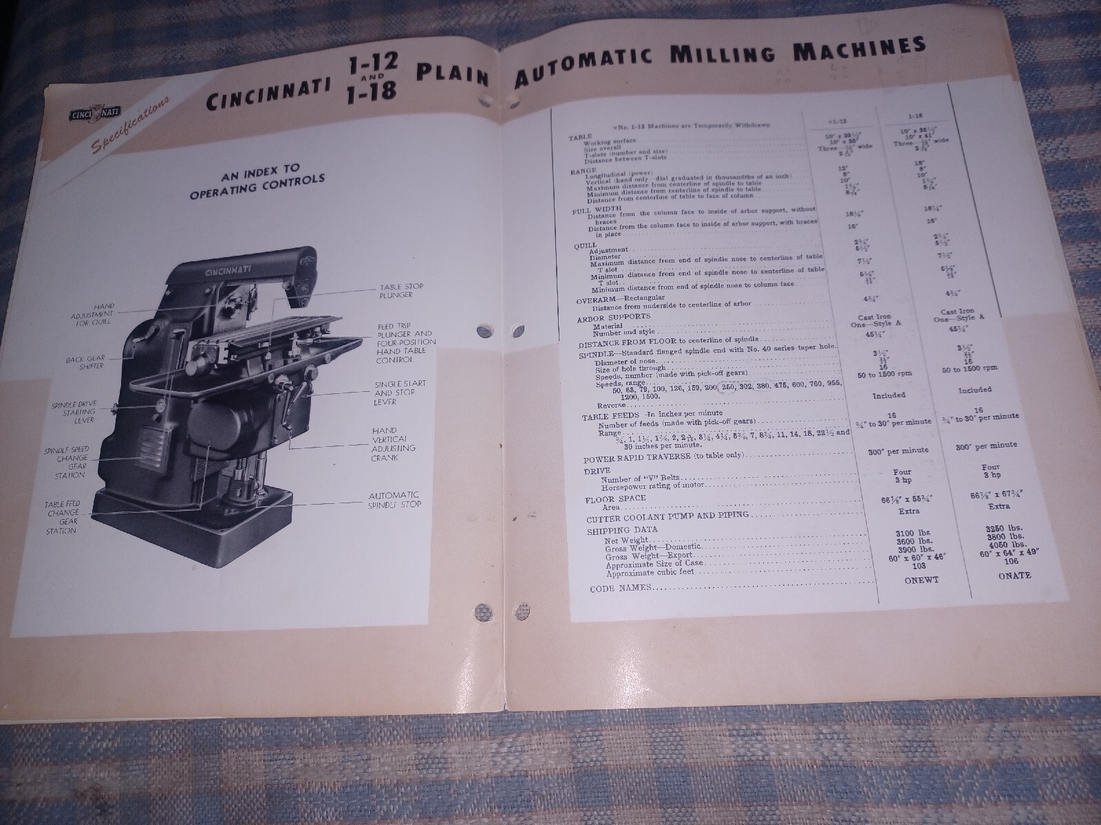 1947 Cincinnati No 1-12 18 Automatic Milling Machine Sales Book Catalog M-1555-2