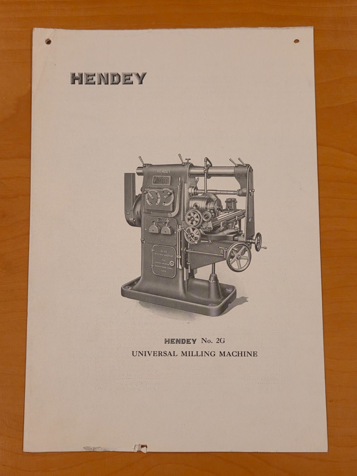 HENDEY No. 2G UNIVERSAL MILLING MACHINE – SALES LITERATURE