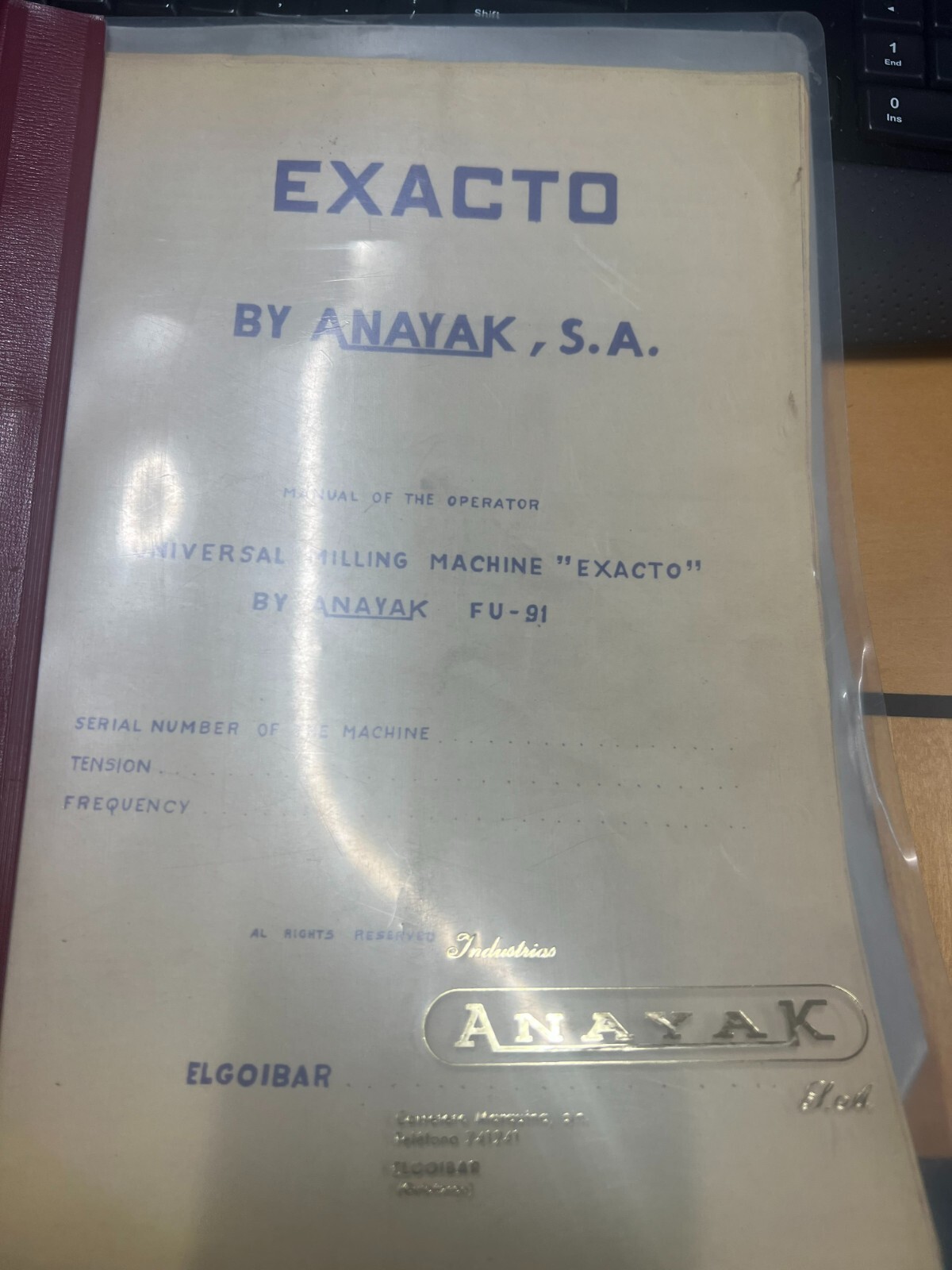 FU-91 Exacto Universal Turret Milling Machine Manual