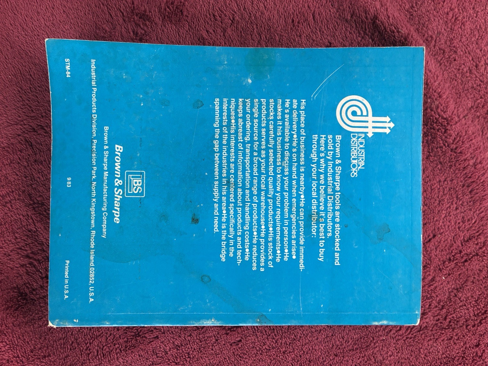 1983 Brown & Sharpe Shop Tool Manual STM-84 Inch & Metric–Free Ship