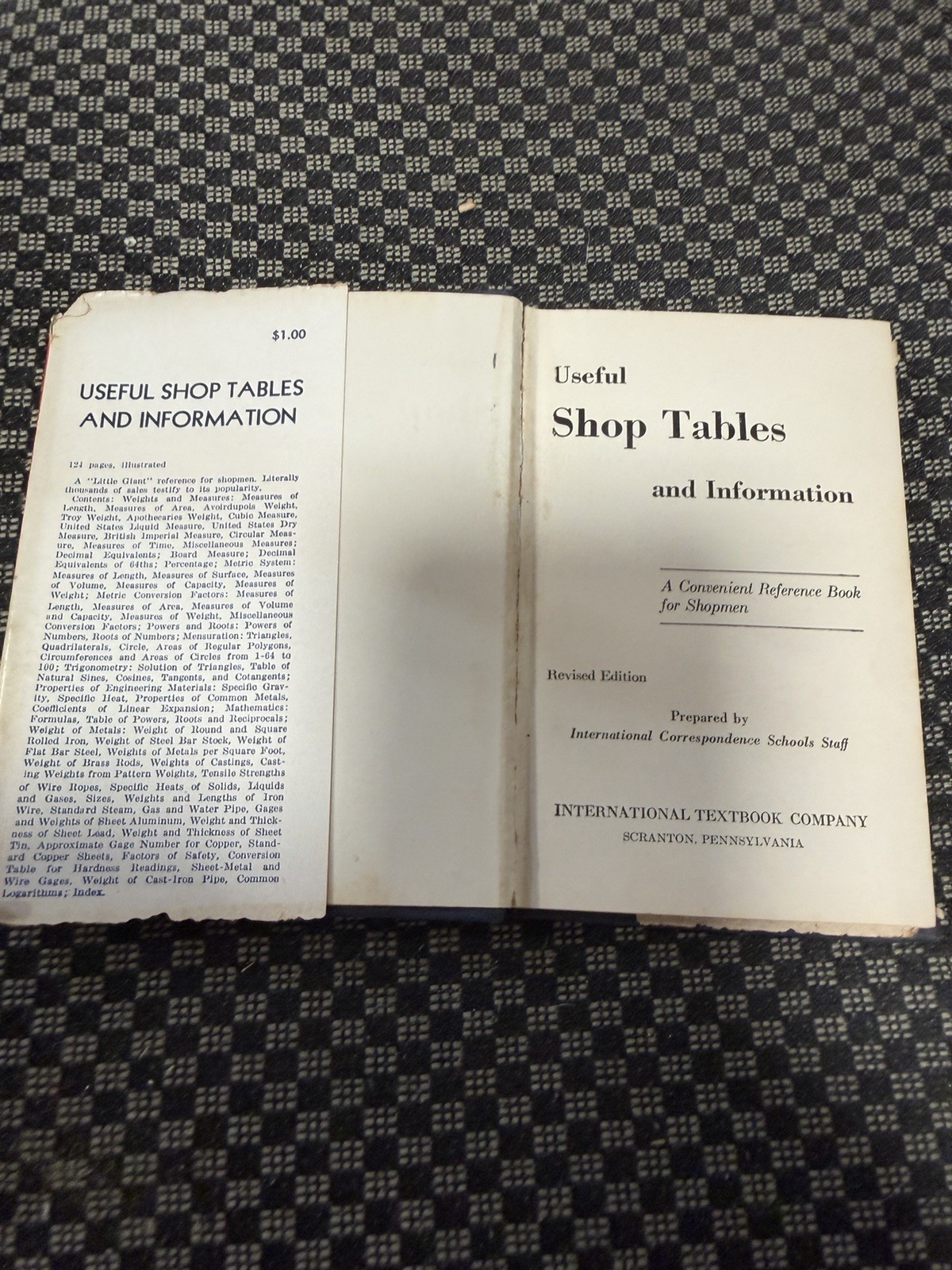 Vintage Useful Shop Tables & Information Handbook ICS Machinist Reference 1943