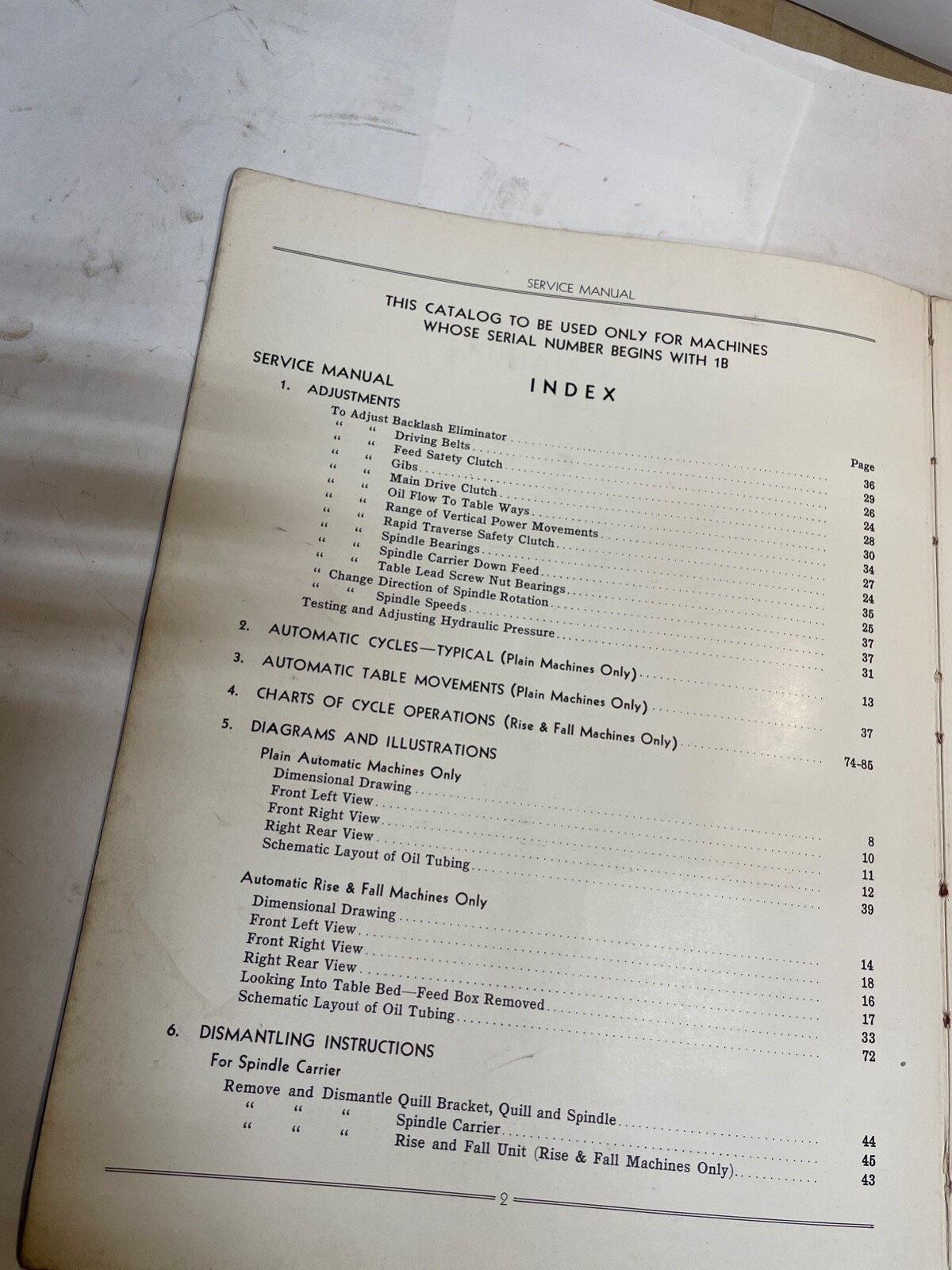 Cincinnati Nos 2-18, 2-24 Milling Machine Model ER Service & Parts Manual