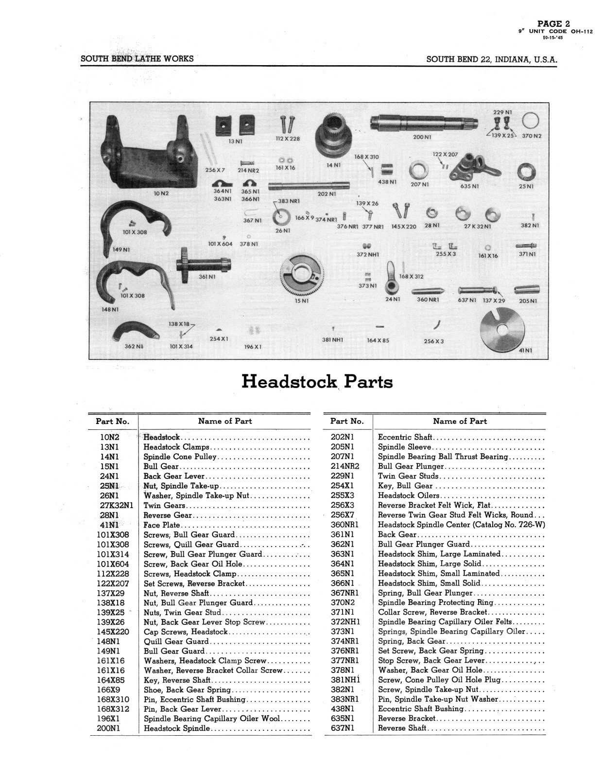 South Bend 9″ Model B Lathe 12 Speed Replacement Parts Manual #1175