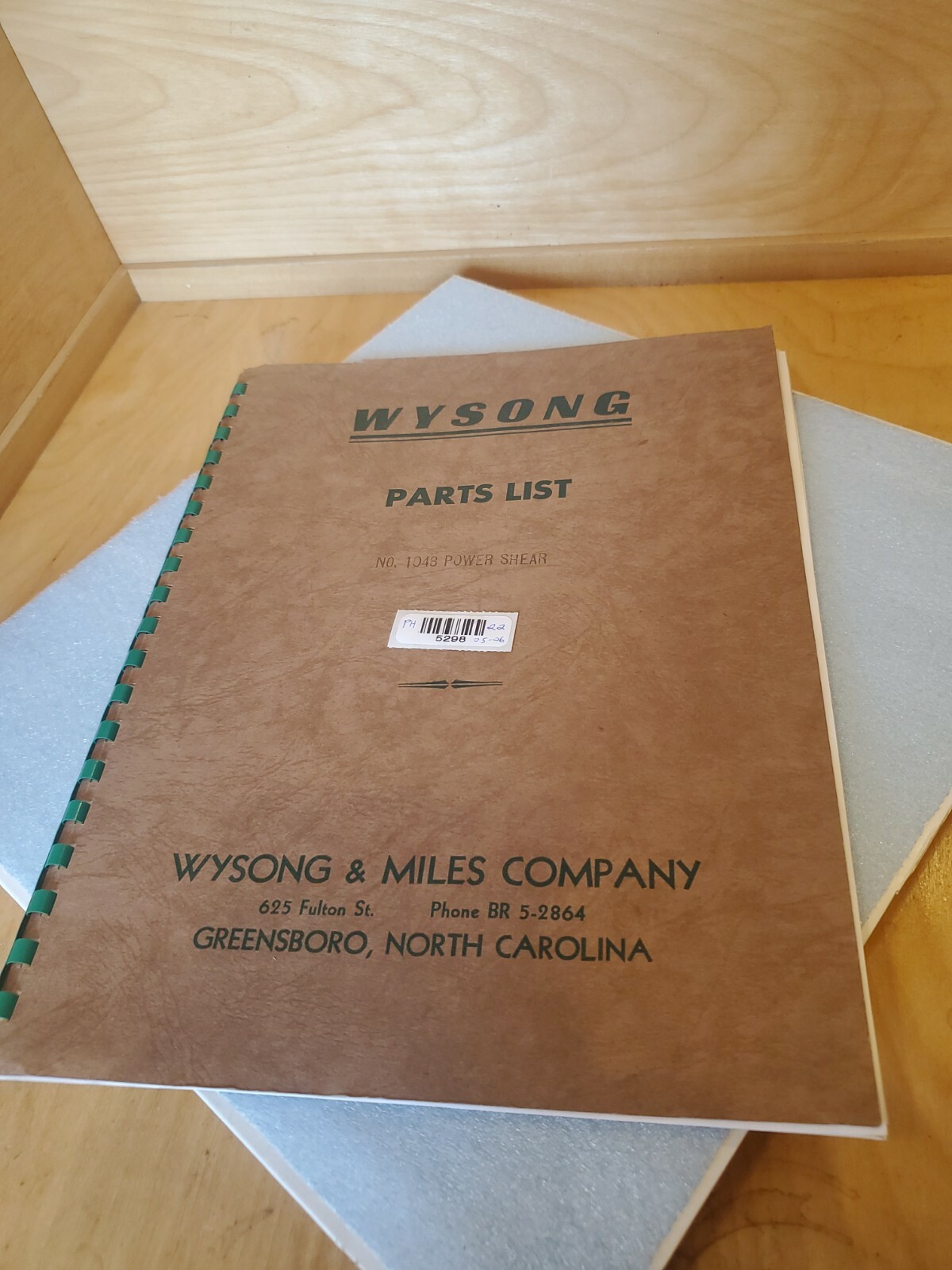 Book Wysong power Shear Parts List parts numbers *IN*STOCK* USA* READY TO SHIP