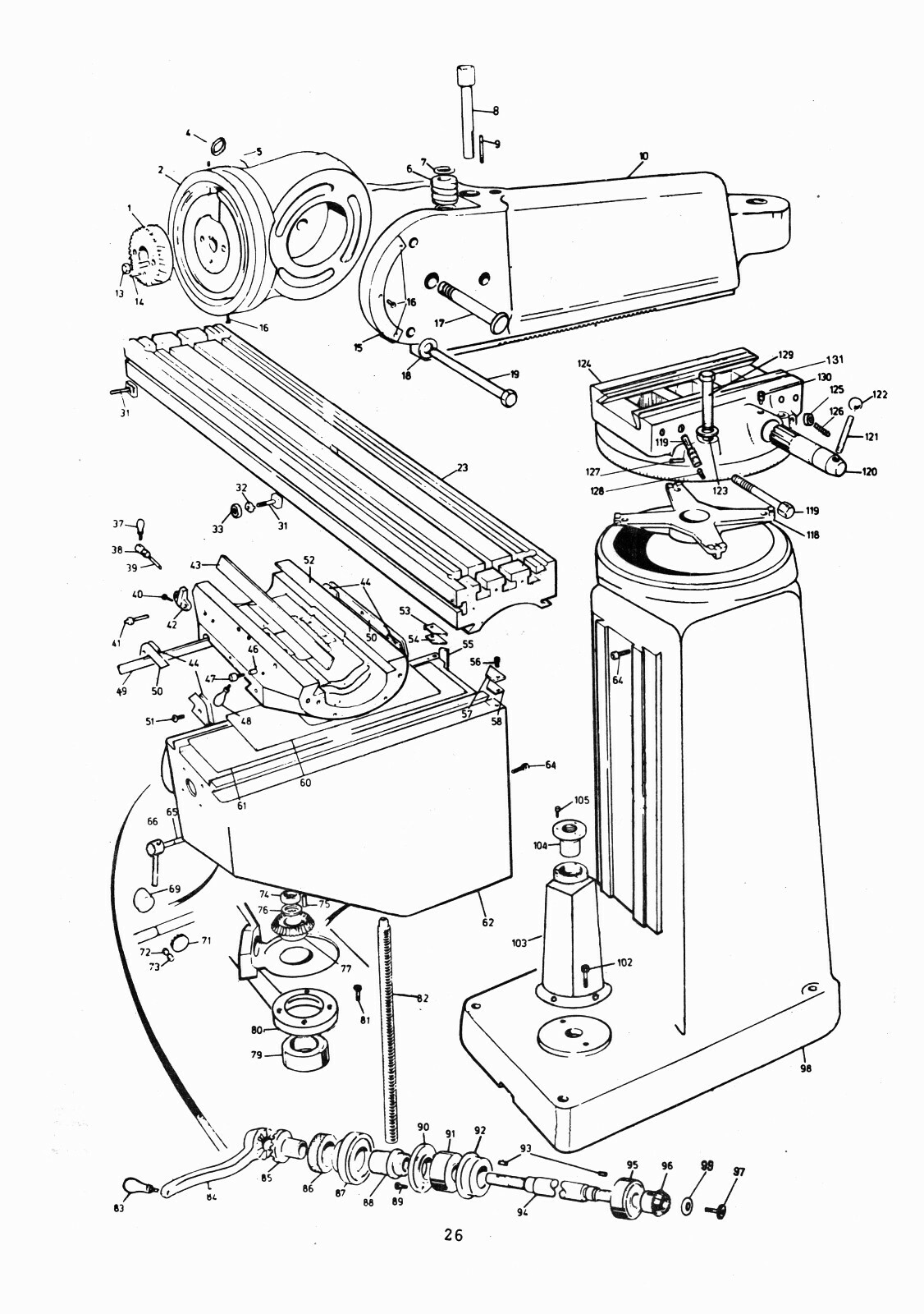 Comet Vertical Mill Machine 2SG, 2VSG, 3VHG, 4VHG Operation & Parts Manual #1382
