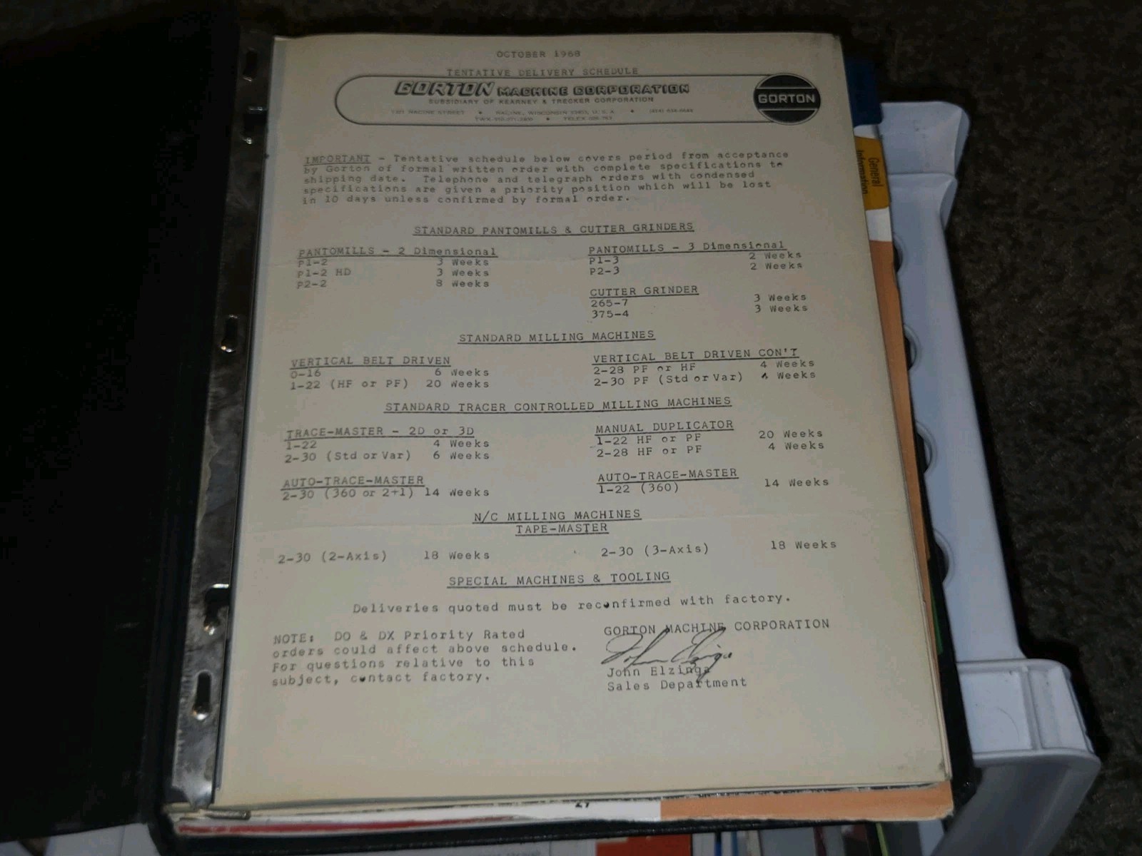 VTG Gorton Fine Machine Tools Sales Catalog Binder Book Brochure Lot MACHINIST