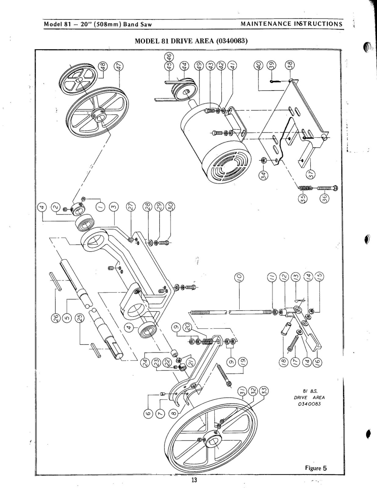81 1983 Bandsaw Operation & Parts List Manual Fits Powermatic 81 20in PM81