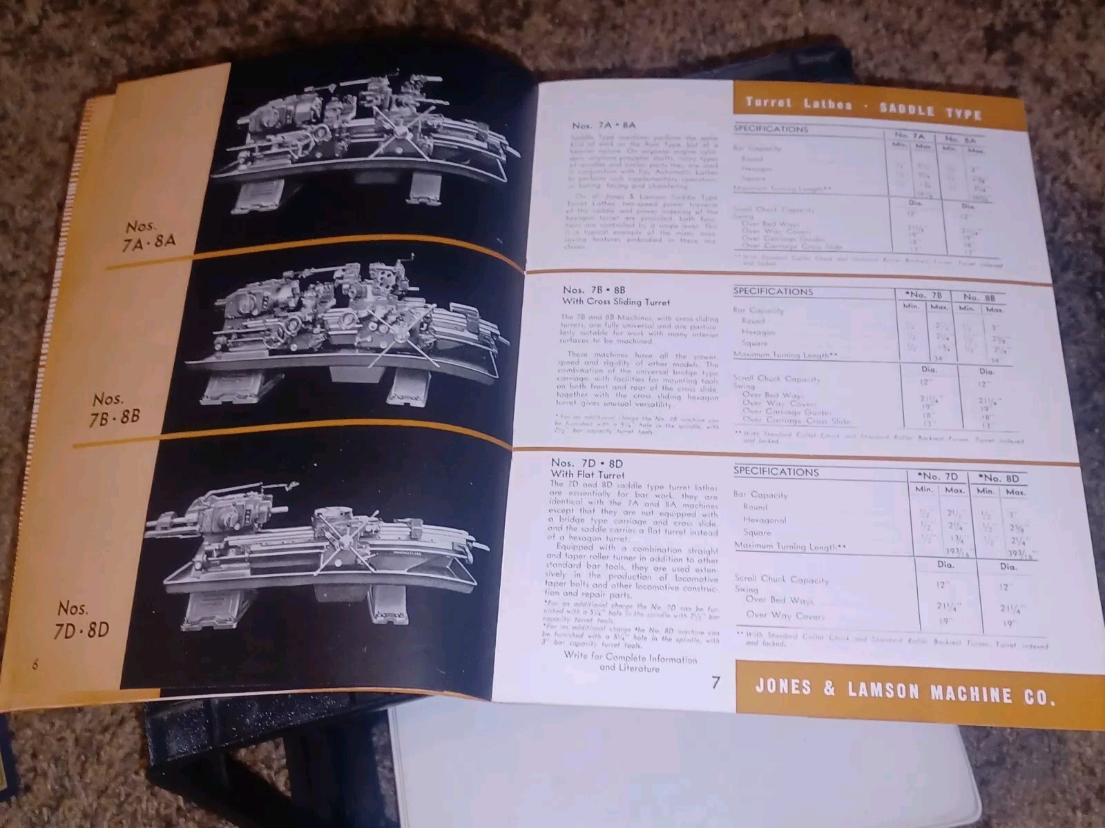 Jones & Lamson Machine 1944-1945 GENERAL TOOL CATALOG Turret Lathes RAM SADDLE