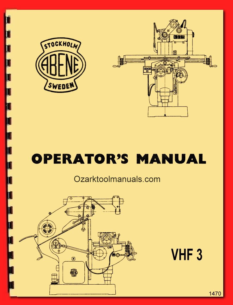 ABENE VHF-3 Milling Machine Owner’s Operator’s Wiring Diagram Manual 1470