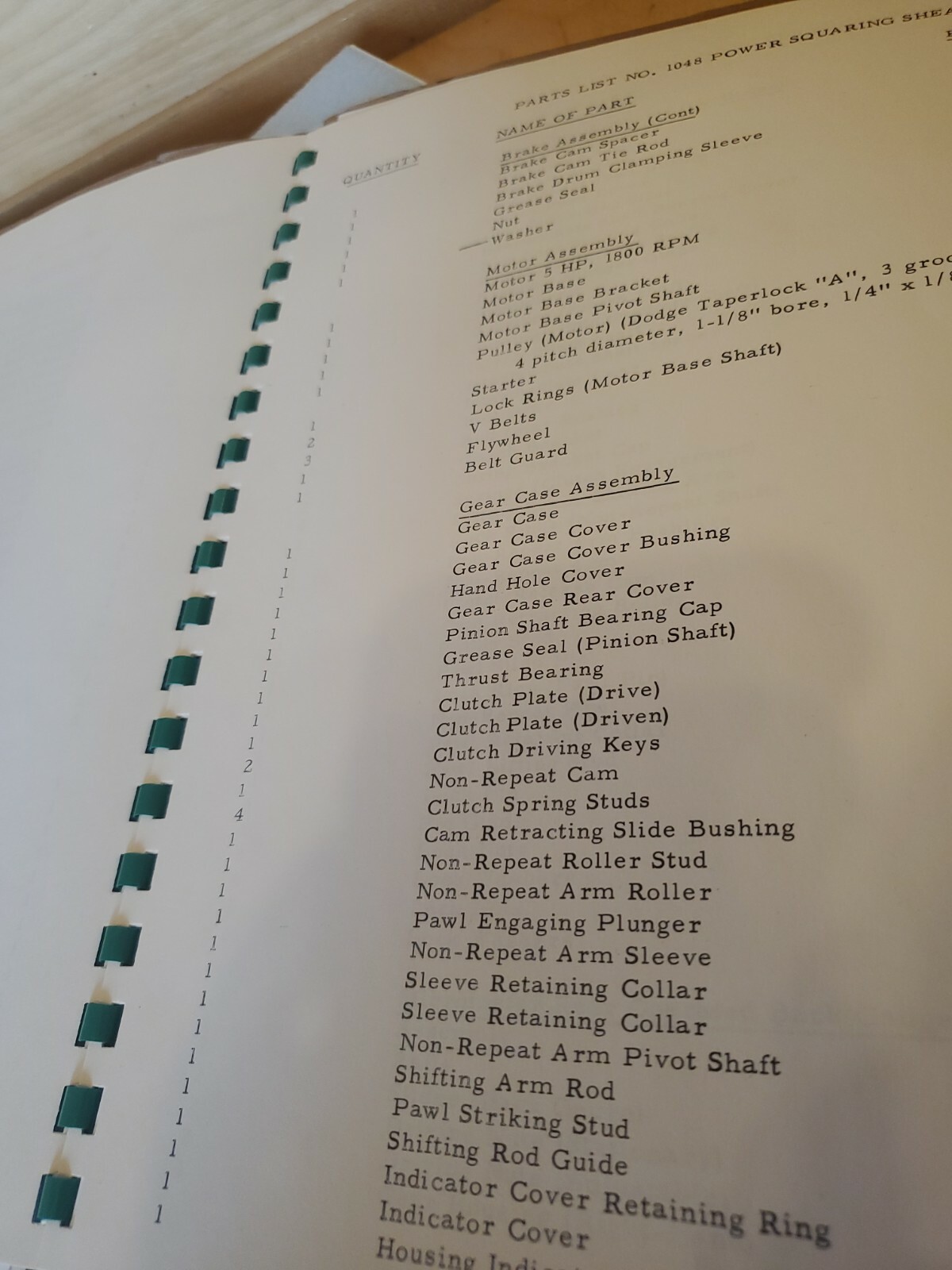 Book Wysong power Shear Parts List parts numbers *IN*STOCK* USA* READY TO SHIP