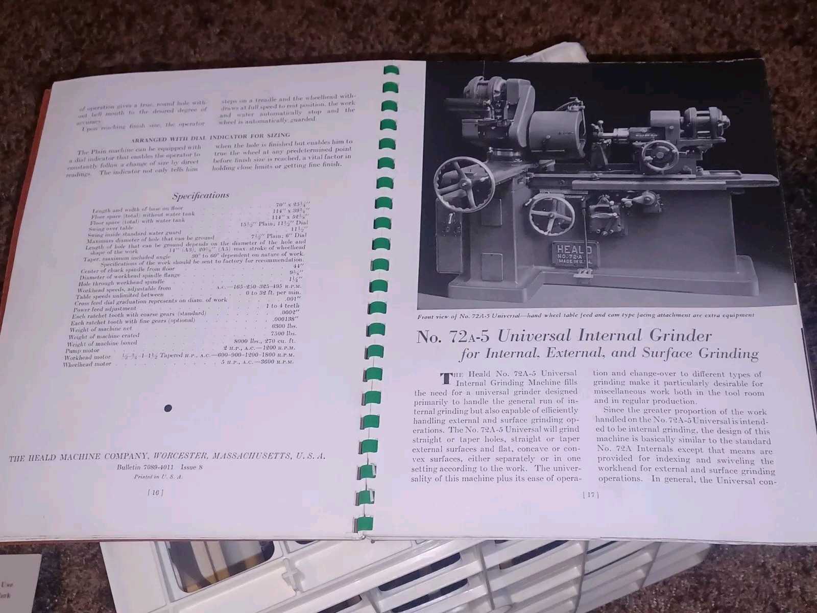 HEALD COMPANY Precision GRINDING BORING Borizing MACHINES CATALOG BOOK Issue 11