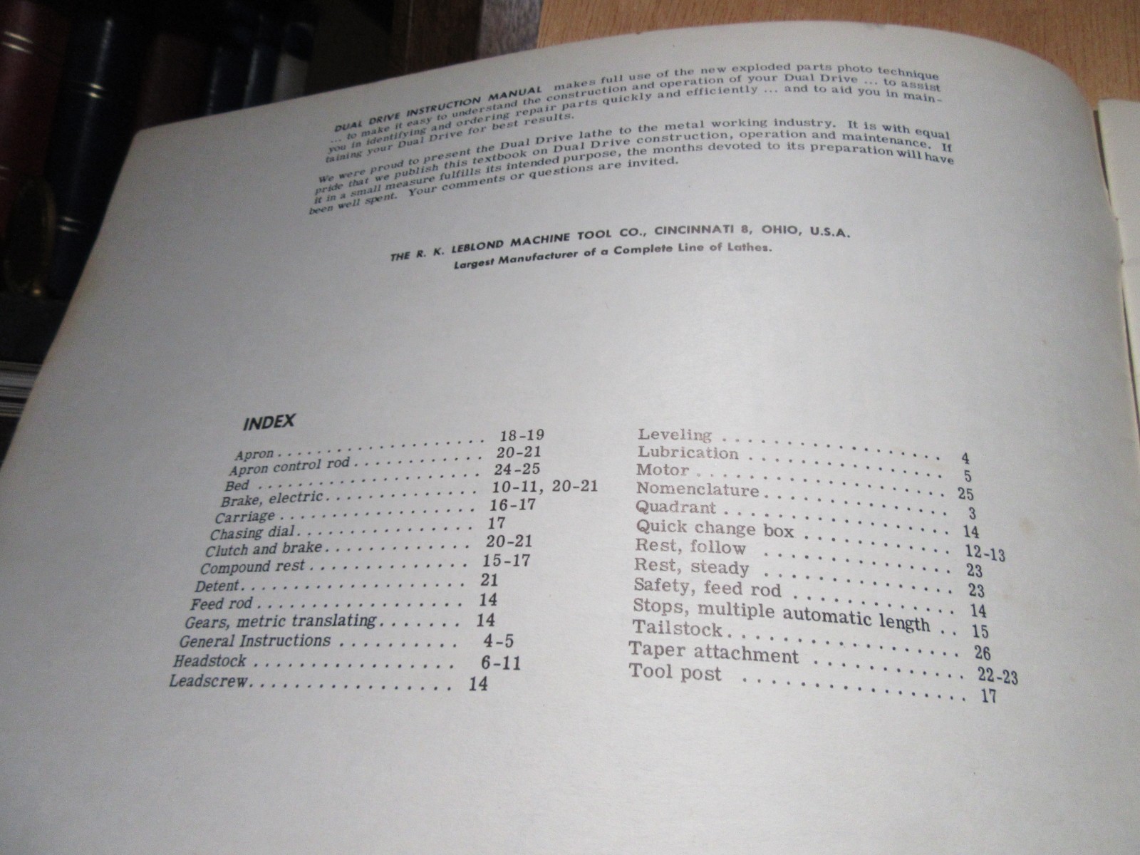 LEBLOND REGAL Dual Drive Metal Lathe Illustrated Instruction Manual Original