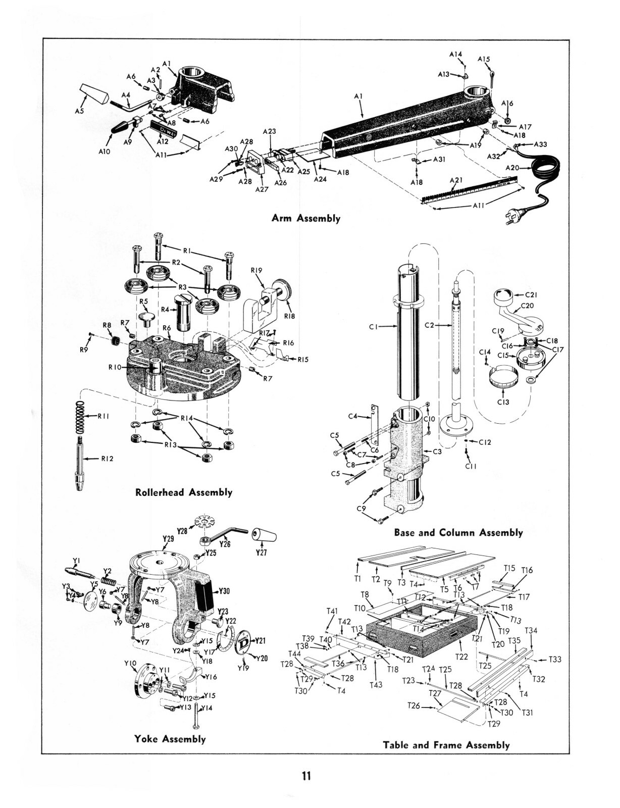 Dewalt Model 1500 Radial Arm Saw Instruction, Maintenance & Parts Manual #1188