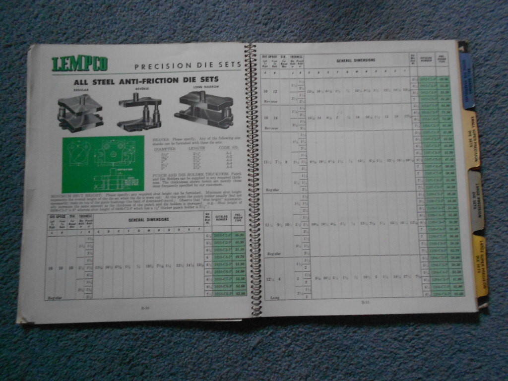 1954 LEMPCO BALL BEARING DIE SETS CATALOG & 1957 Price List Info Specs Original