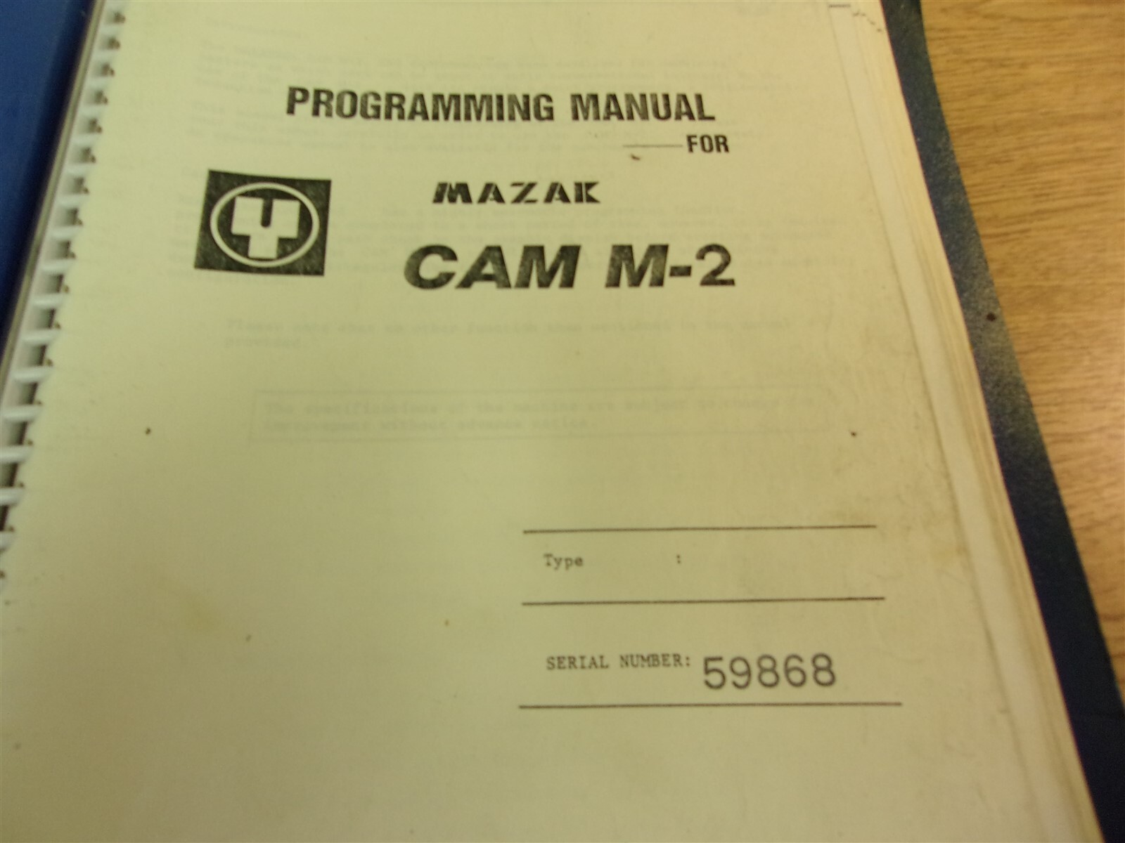 Yamazaki Programming Manual Mazak CAM M-2 “8” *FREE SHIPPING*