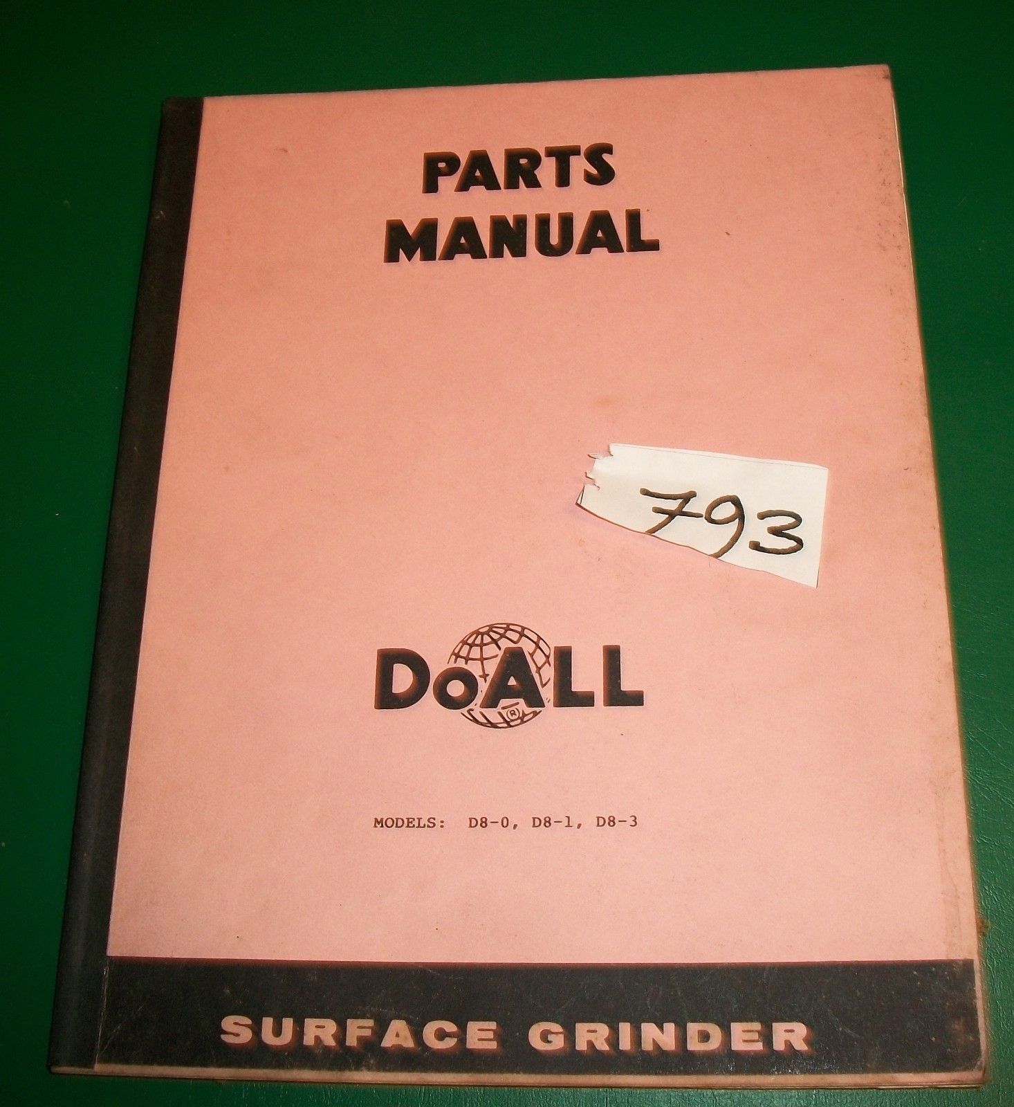 Machine Shop Tool Manual DoAll Surface Grinder Models D8-0,D8-1 & D8-3 for Parts