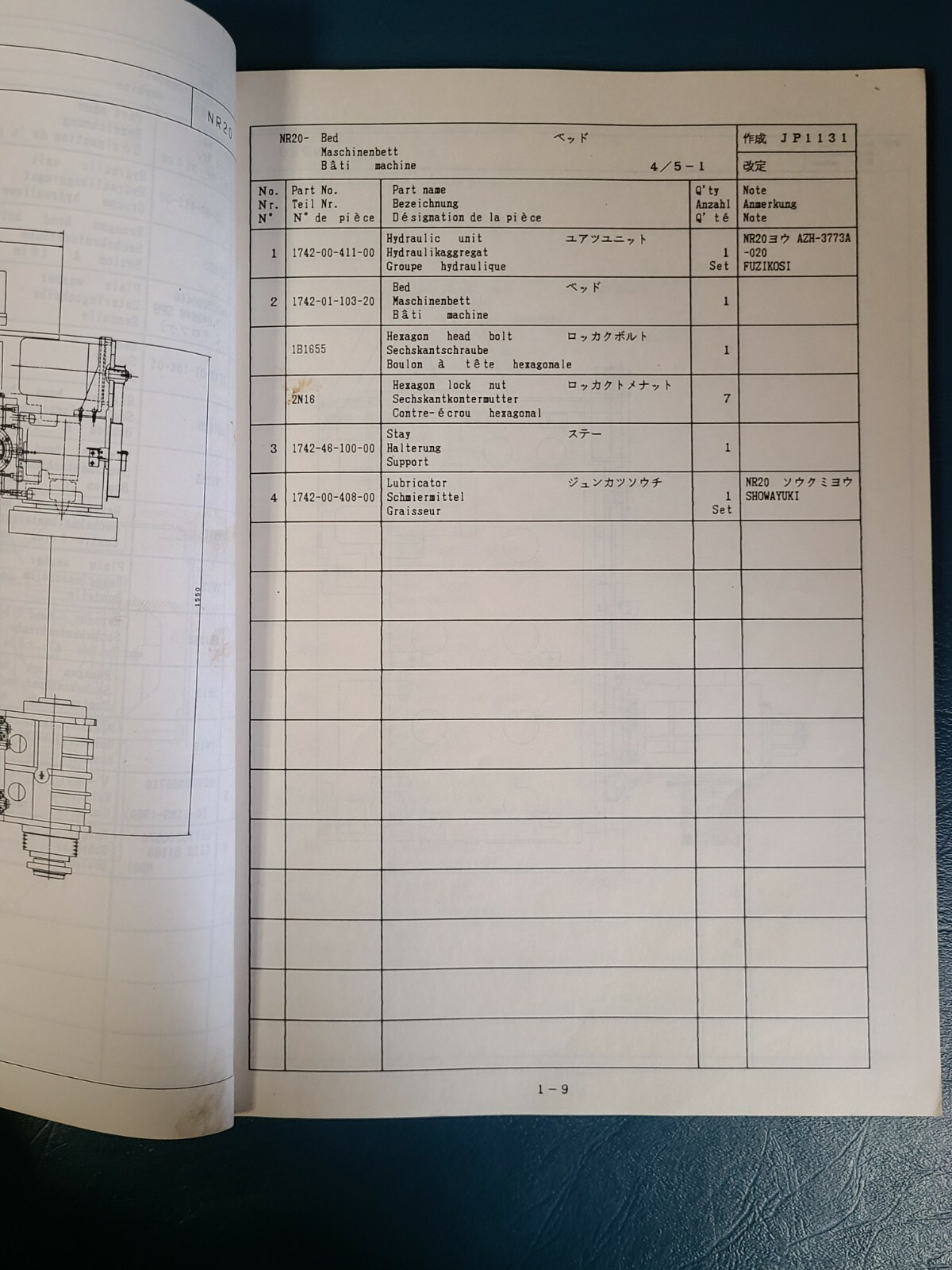 Hitachi Seiki Parts Manual Parts List HT20SII NR20 Model ORIGINAL