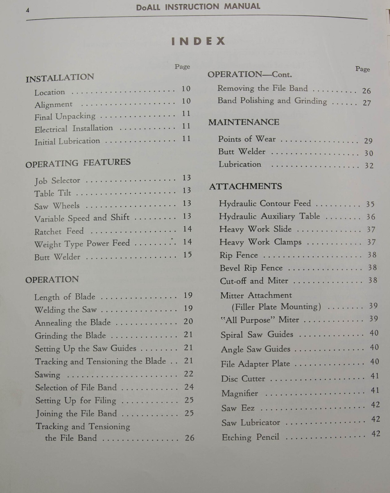 DoALL 16-2, 26-2, 36-2, 60-2 Bandsaw Saw Operators Maintenance and Parts Manual