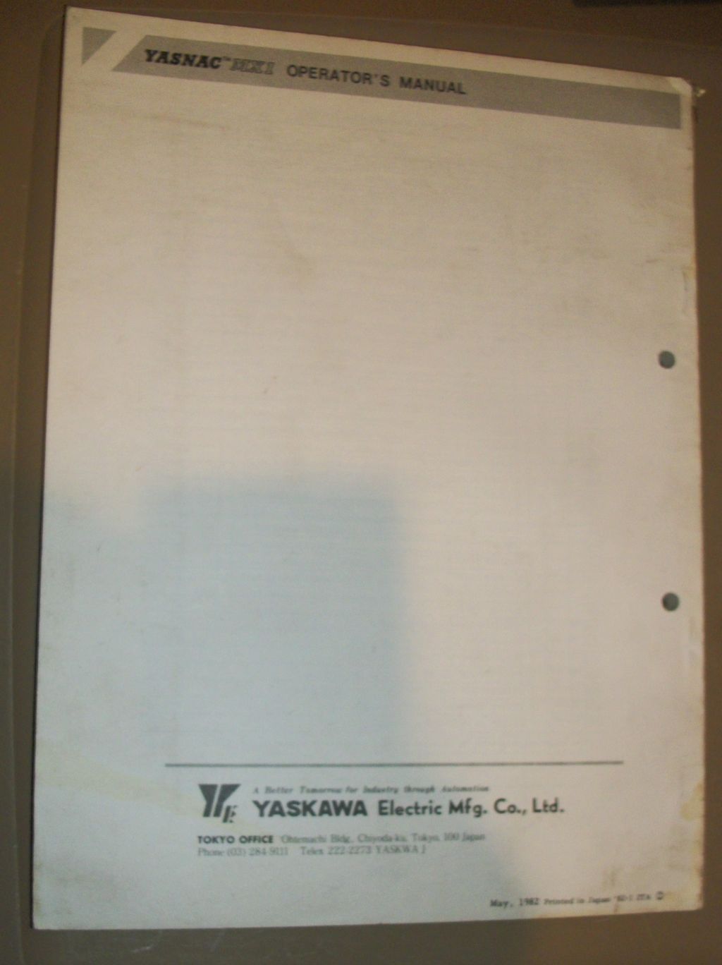 YASKAWA YASNAC MX1 CNC OPERATOR MANUAL TOE-C843-7.30 B