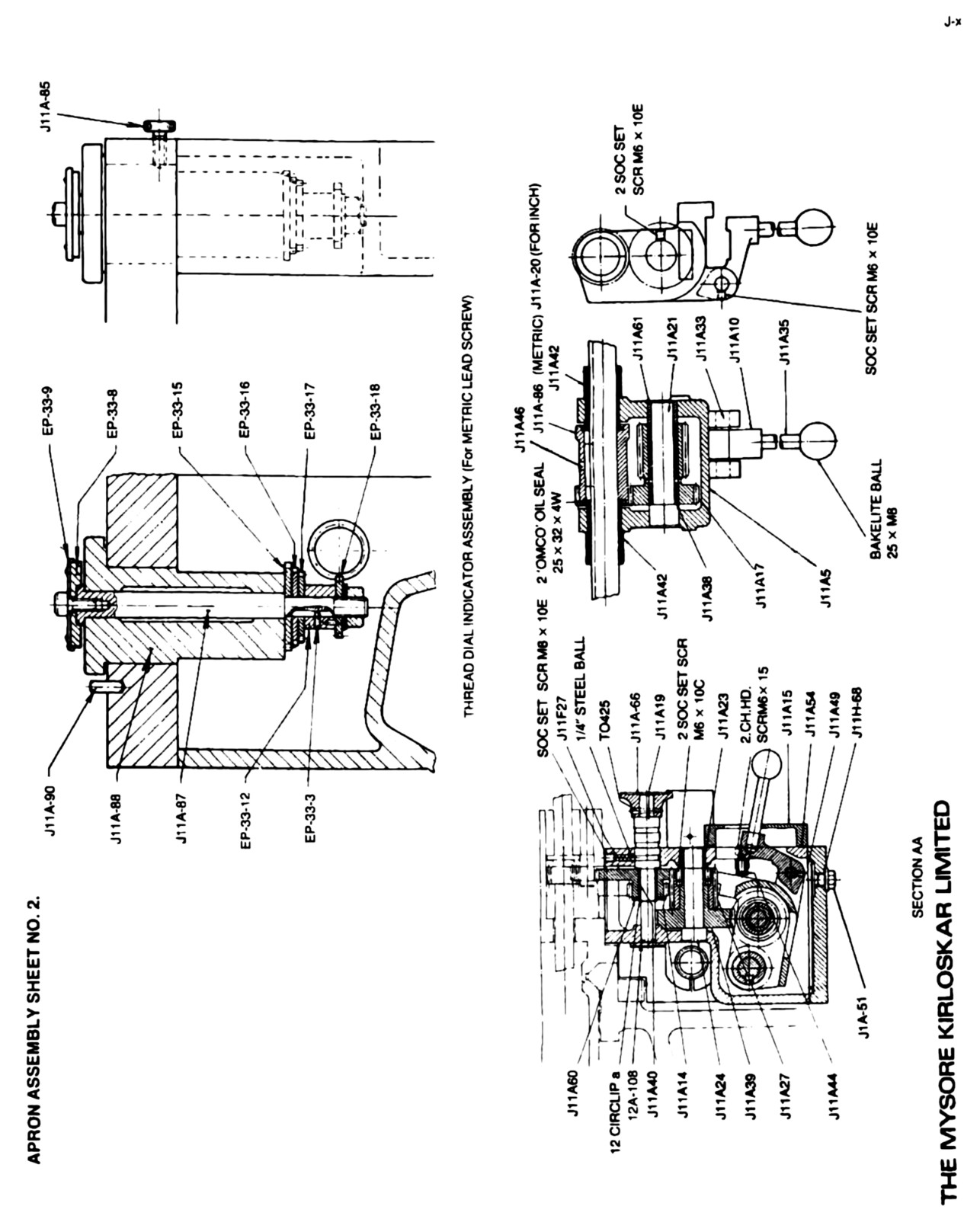 Mysore Kirloskar Enterprise MK 1550 15″ x 60″ Metal Lathe Owner Part Manual 1563