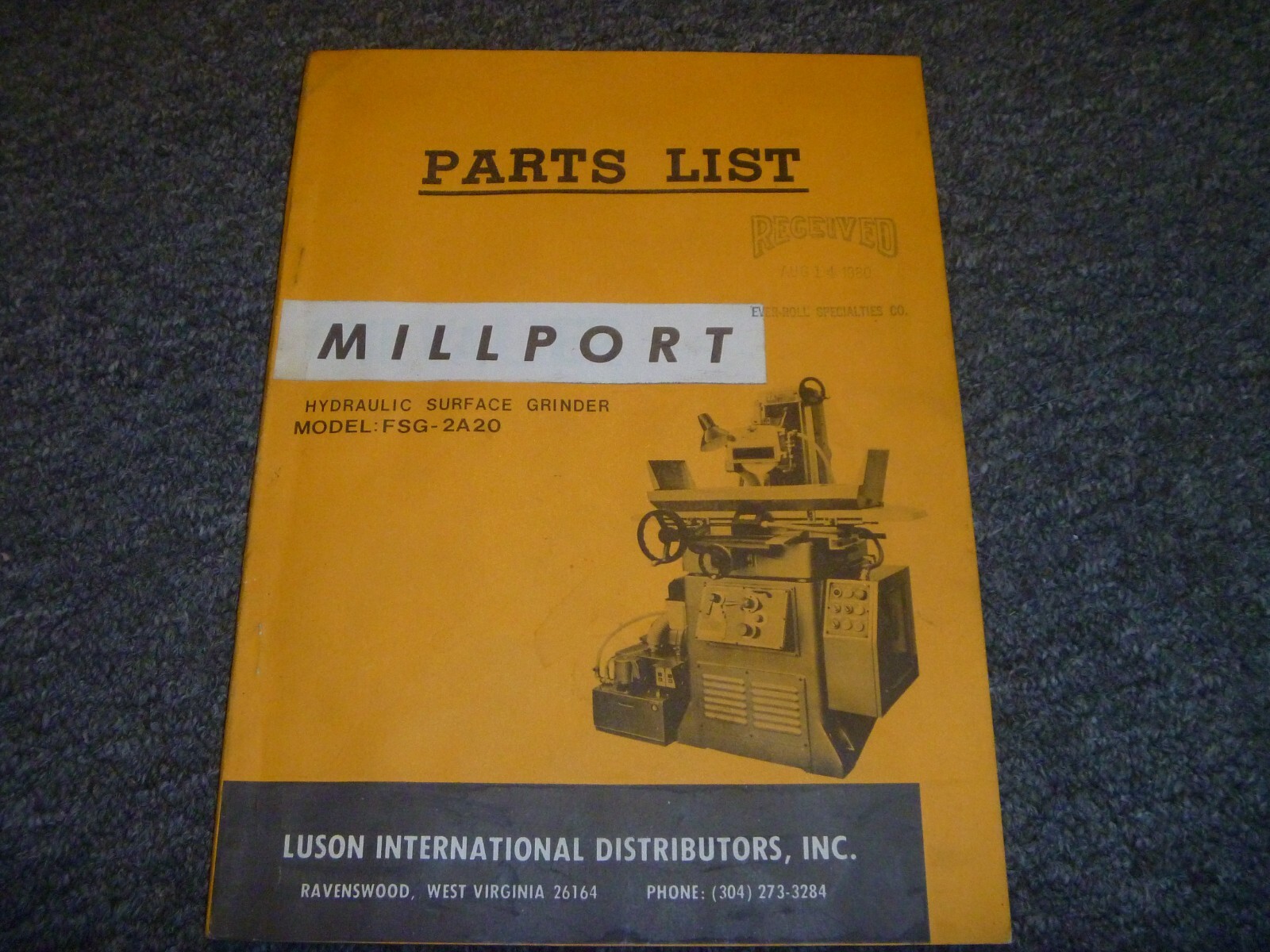 Millport Model FSG-2A20 Hydraulic Surface Grinder Parts Catalog Manual xz