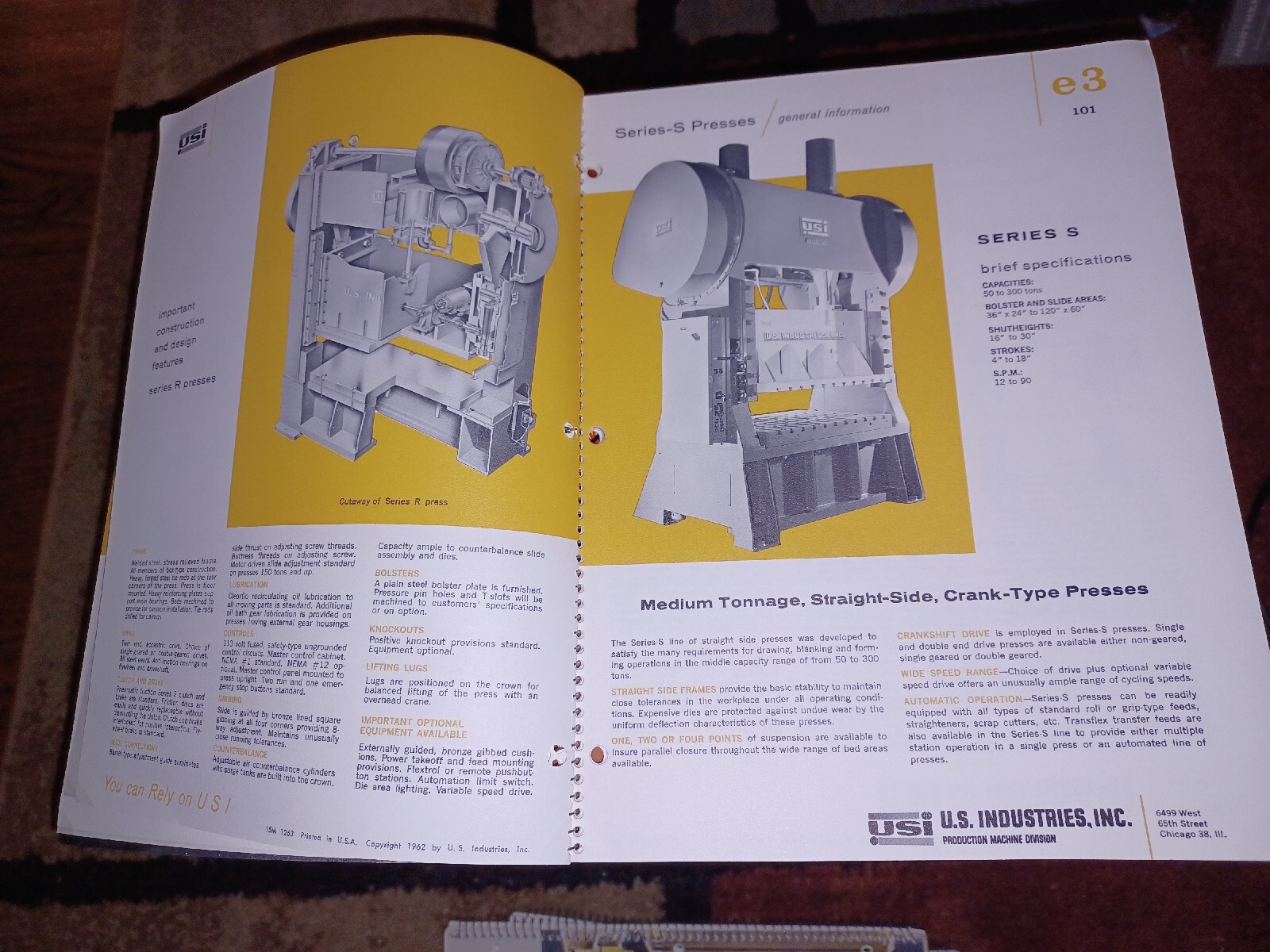 USI US Industries Inc GENERAL PRESS CATALOG BOOK A1 800 PRODUCTION MACHINE DIVIS